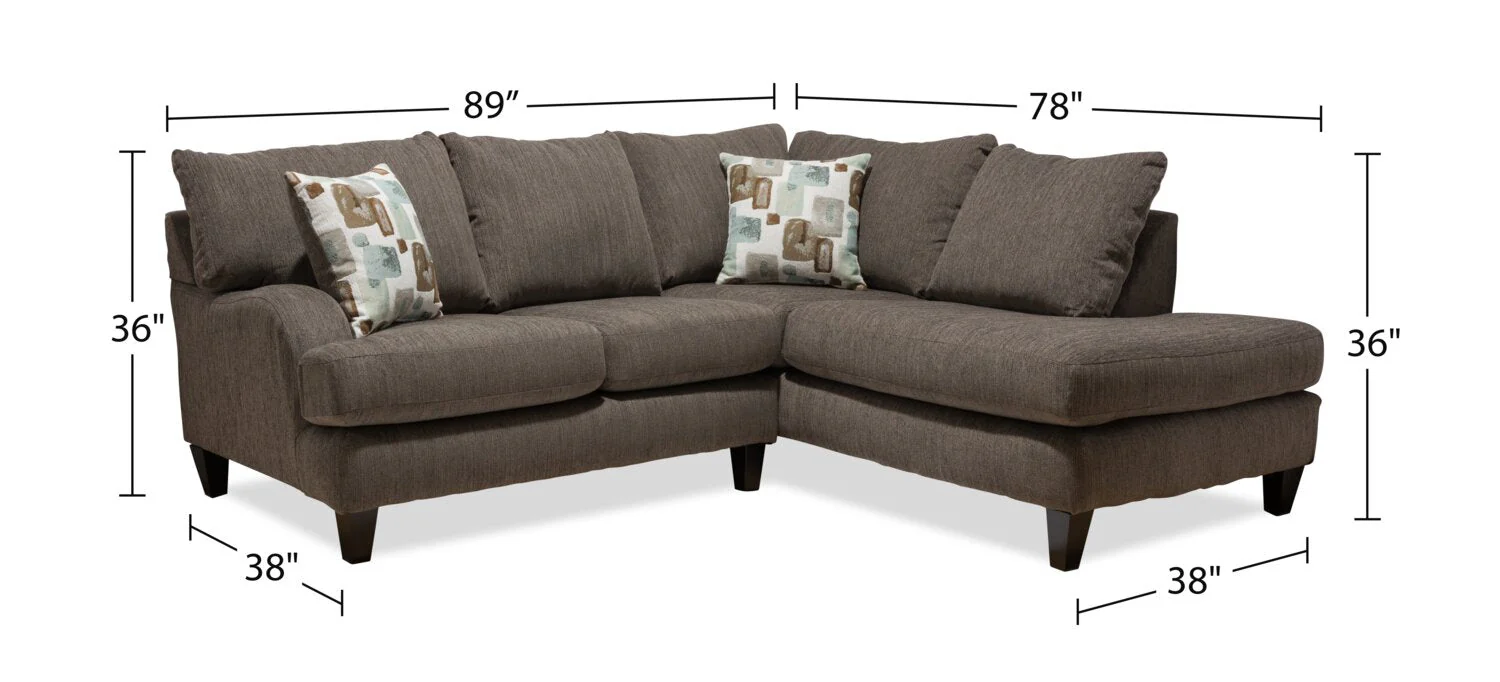 Abby 2-Piece Chenille Right-Facing Sectional - Charcoal - Image 5