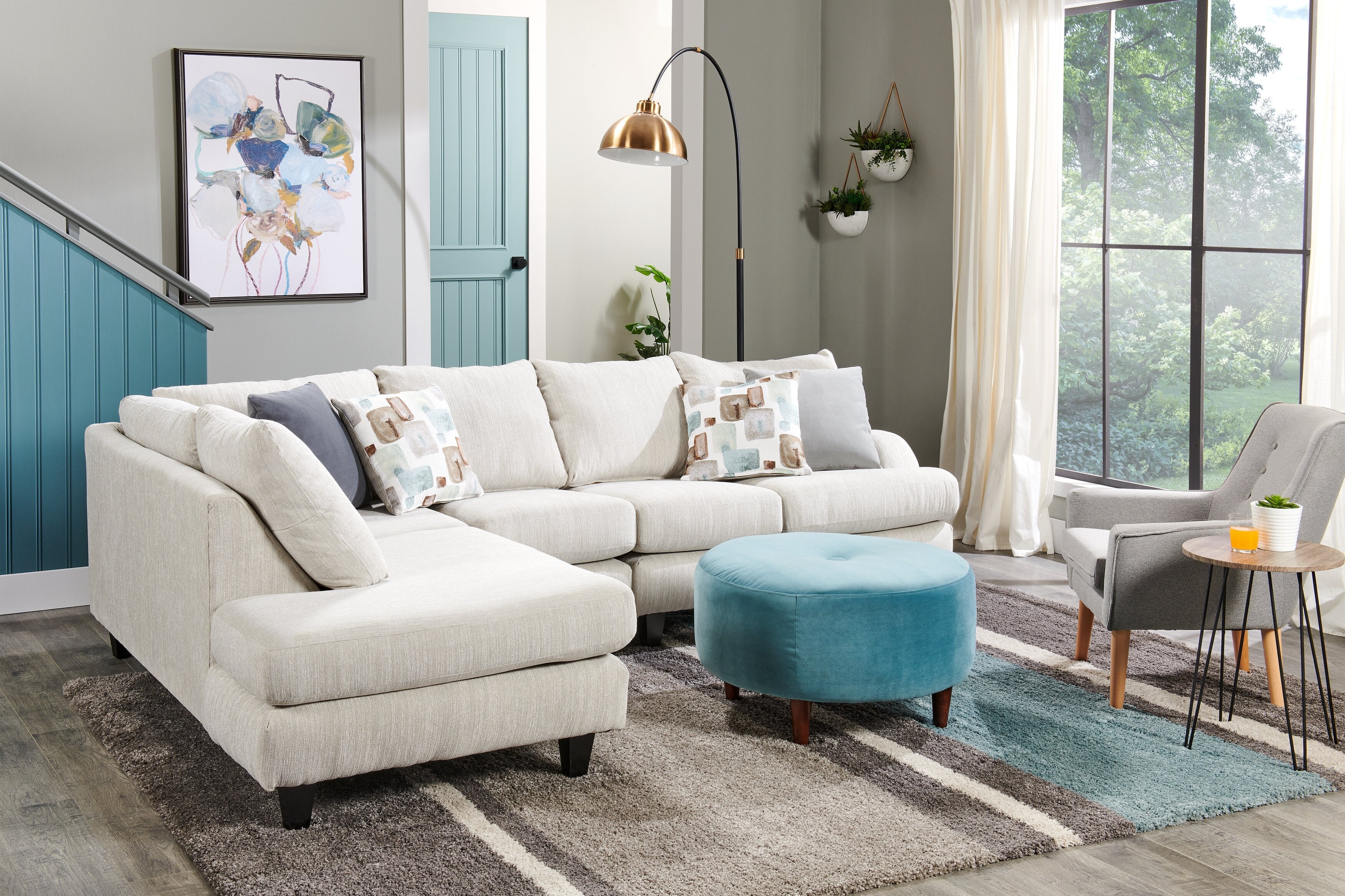 Abby 3-Piece Chenille Left-Facing Sectional - Linen - Image 5