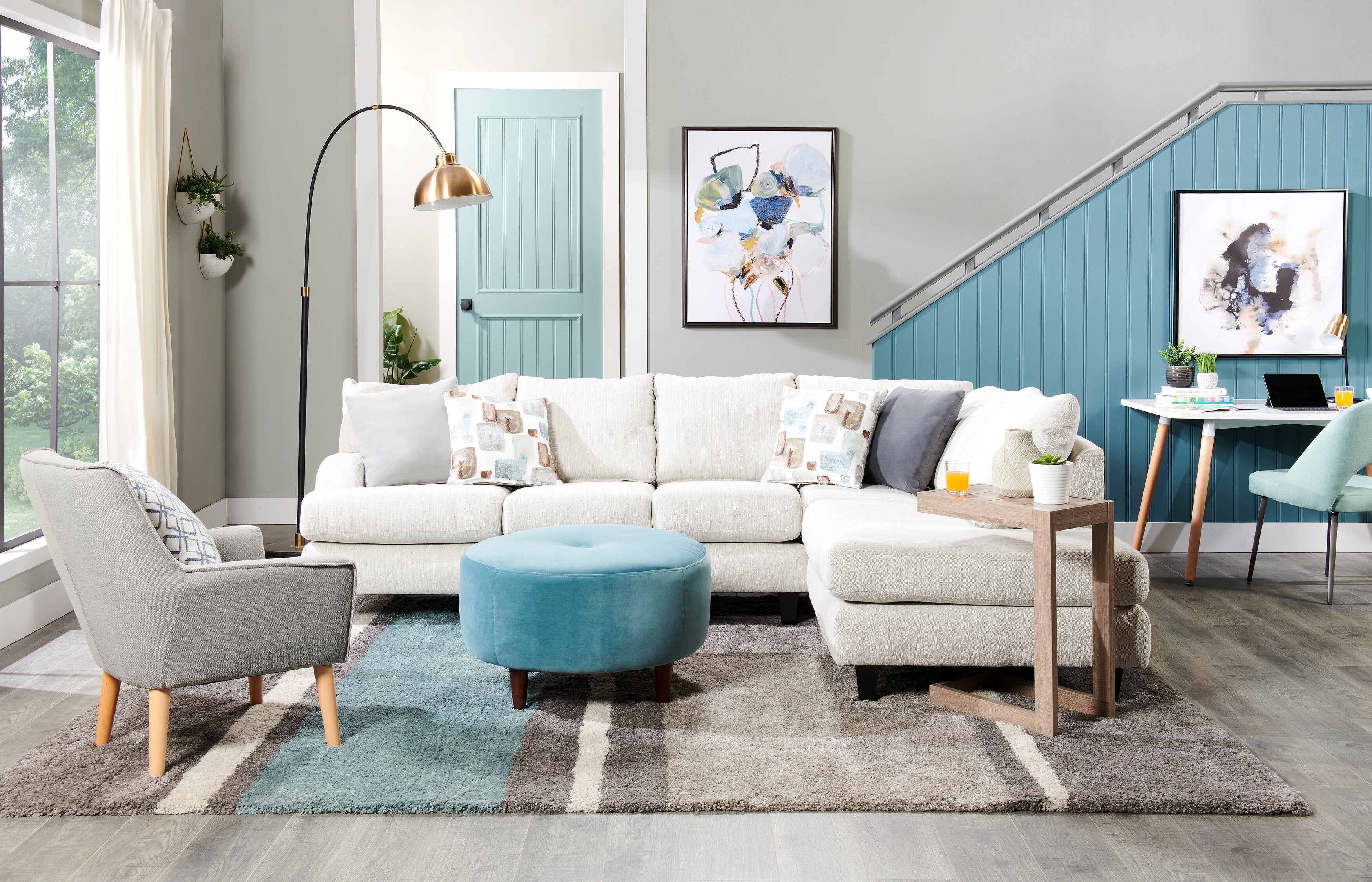 Abby 3-Piece Chenille Right-Facing Sectional - Linen - Image 5