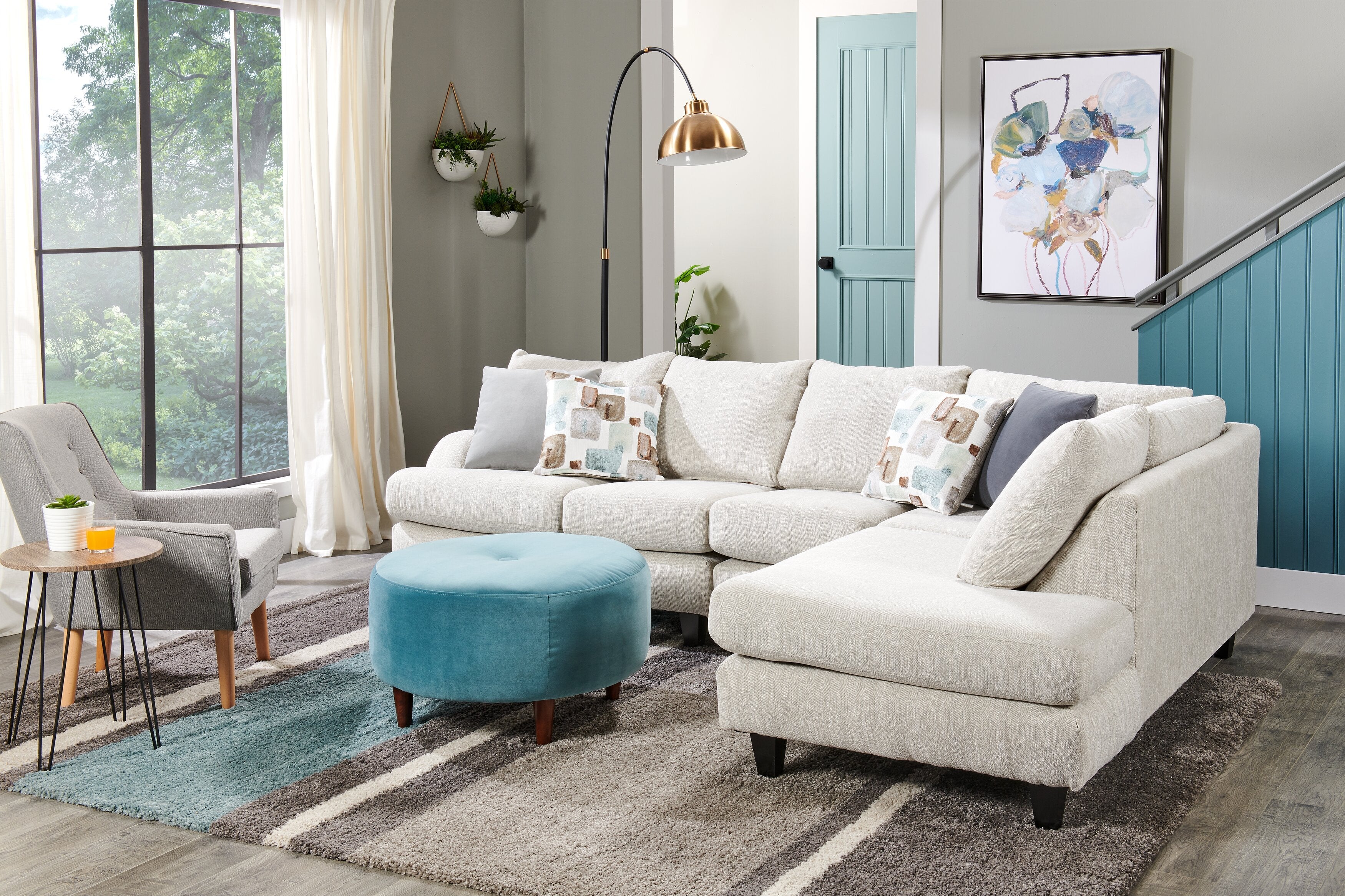 Abby 3-Piece Chenille Right-Facing Sectional - Linen - Image 6