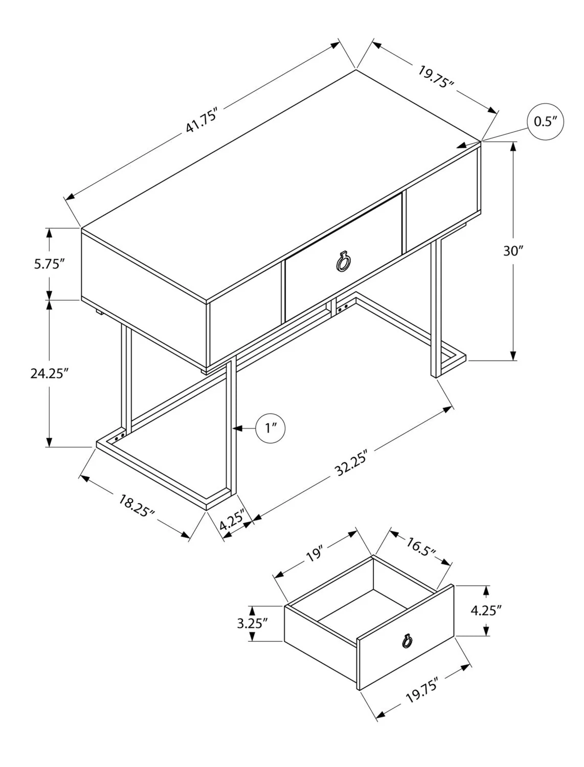 Abingdon Desk - Grey - Image 3