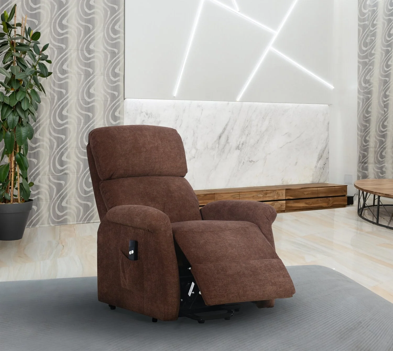 Agosto Chenille Power Lift Reclining Chair - Chocolate - Image 11