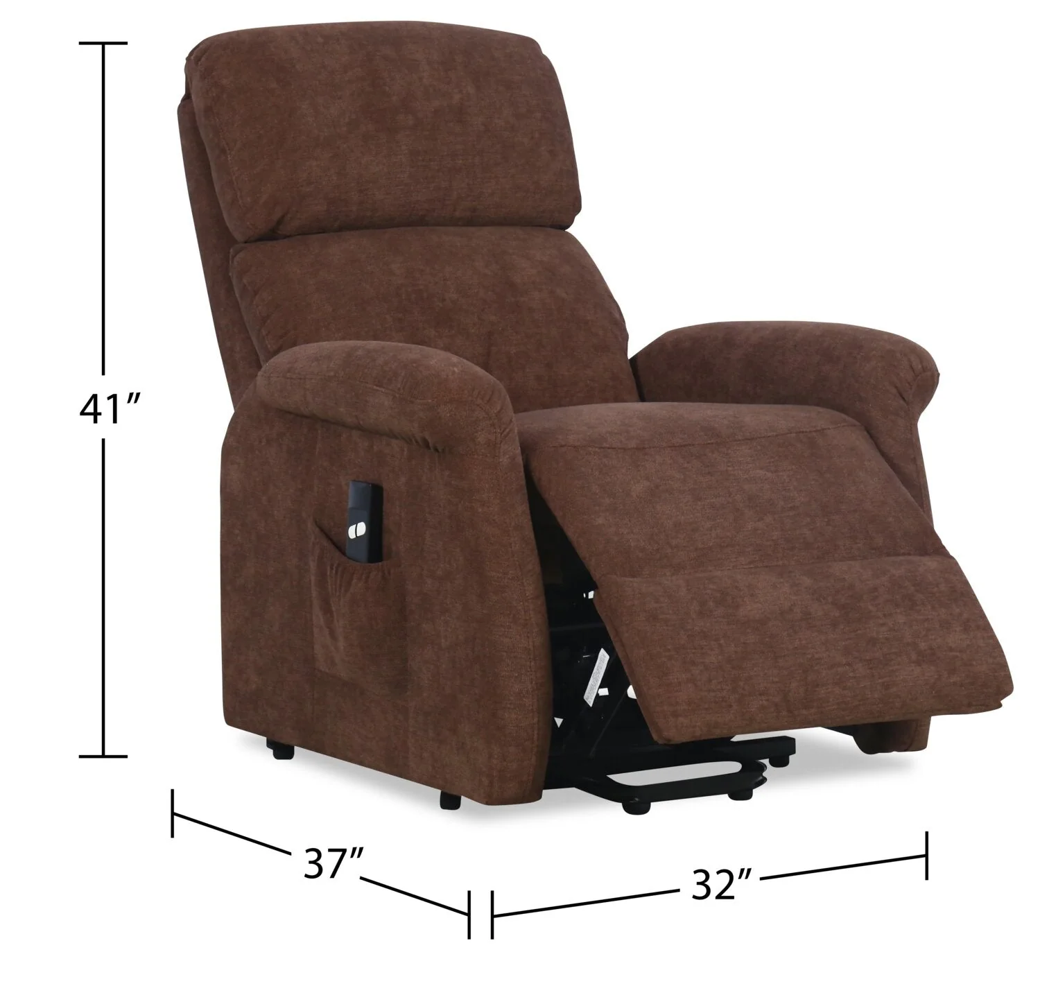 Agosto Chenille Power Lift Reclining Chair - Chocolate - Image 12
