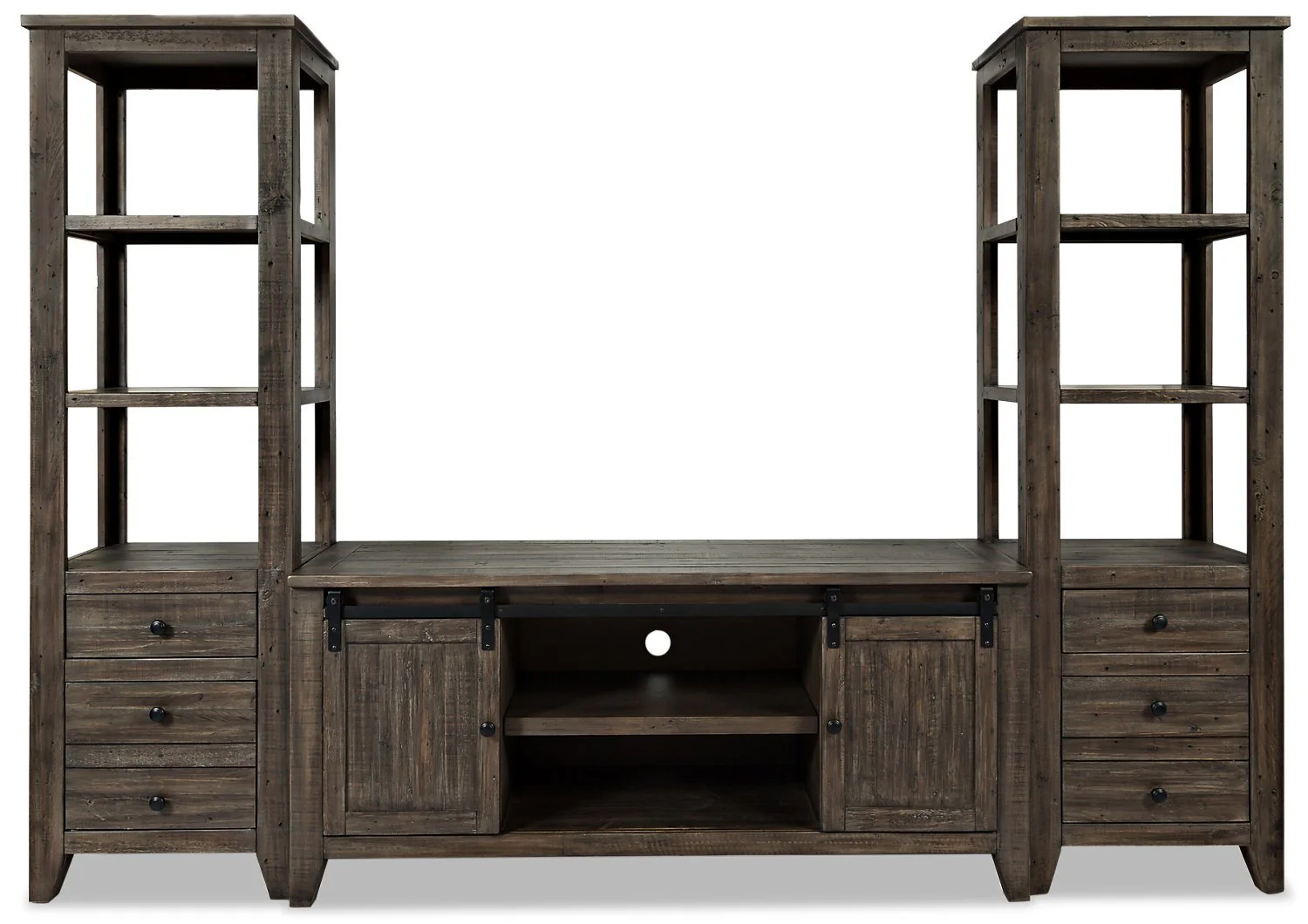 Ahna Barn-Door 3-Piece Entertainment Centre with 60" TV Opening - Brown