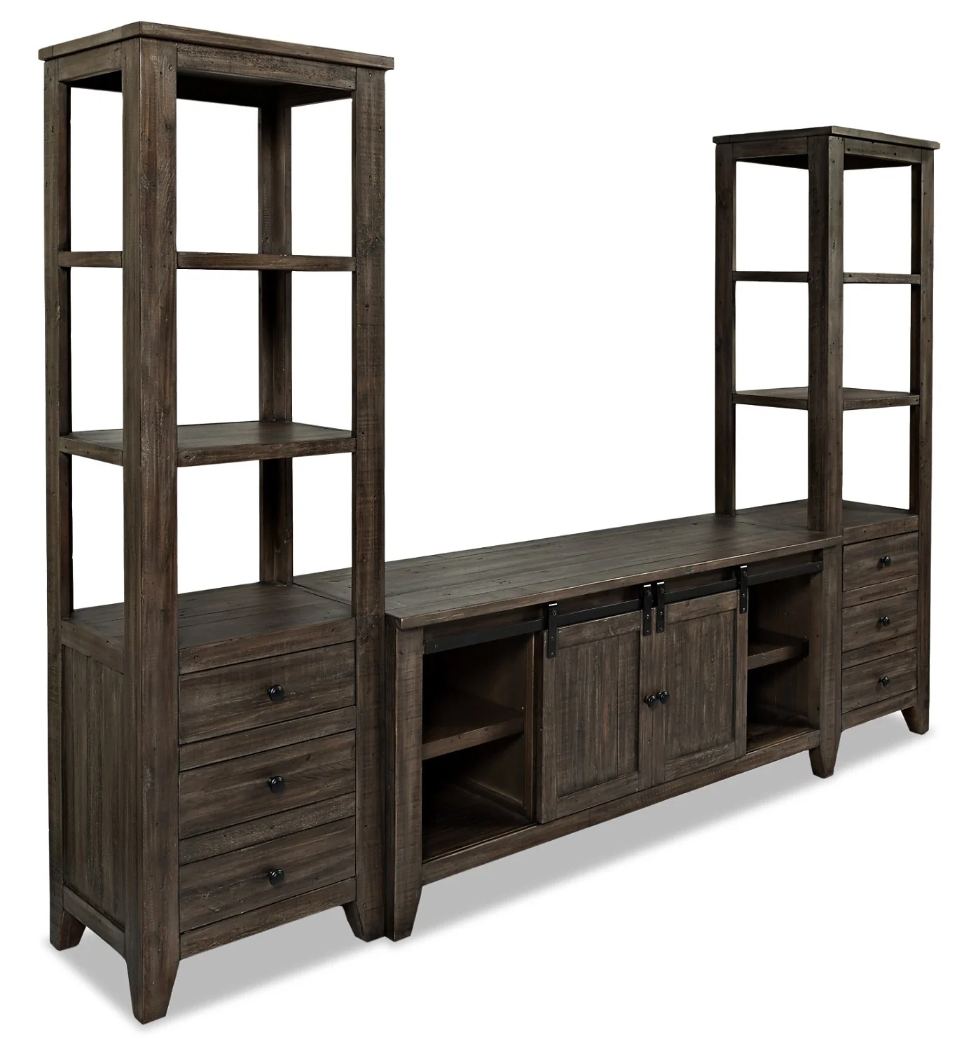Ahna Barn-Door 3-Piece Entertainment Centre with 60" TV Opening - Brown - Image 2