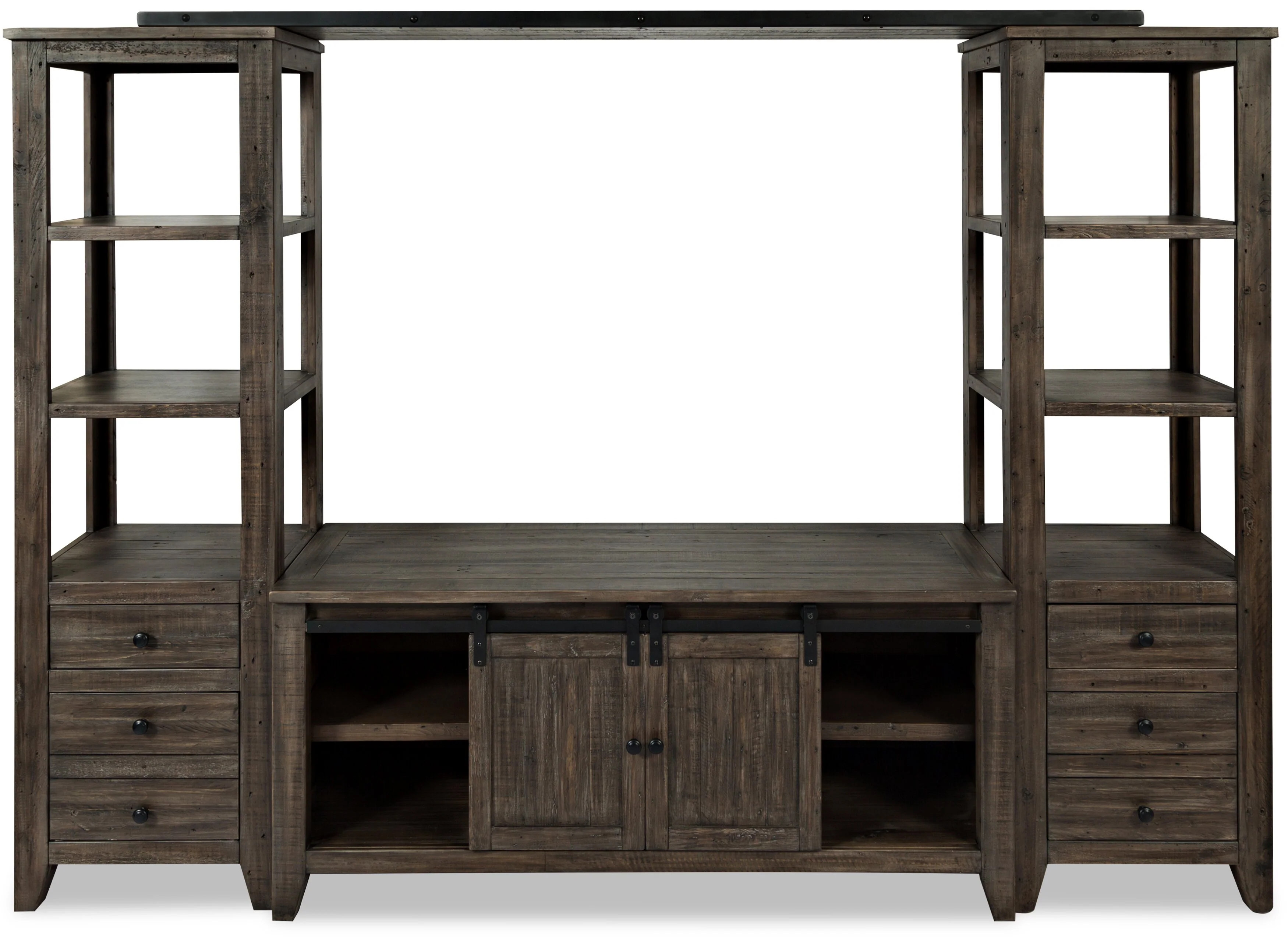 Ahna Barn-Door 4-Piece Entertainment Centre with 60" TV Opening - Brown - Image 2