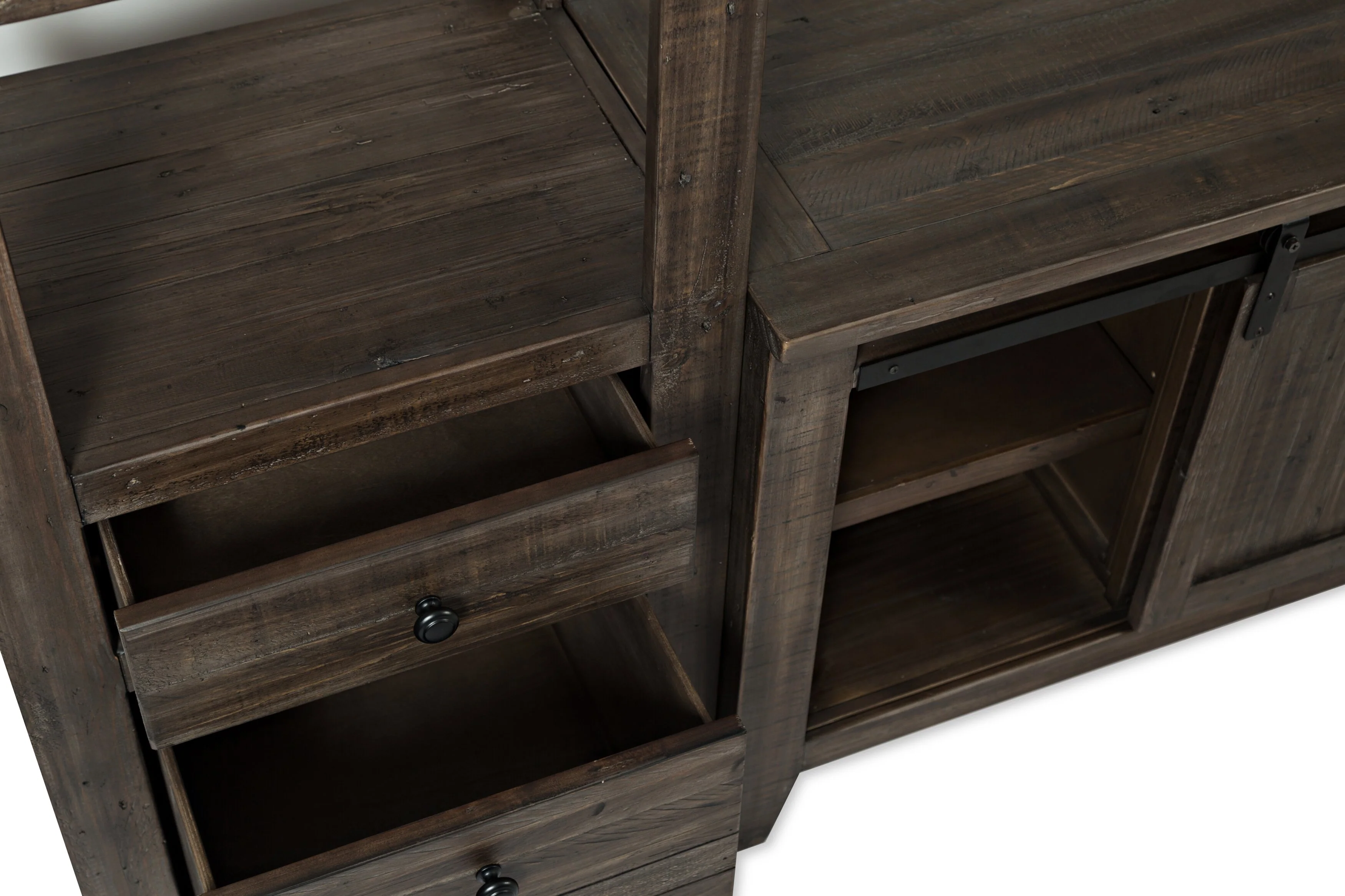 Ahna Barn-Door 4-Piece Entertainment Centre with 60" TV Opening - Brown - Image 4
