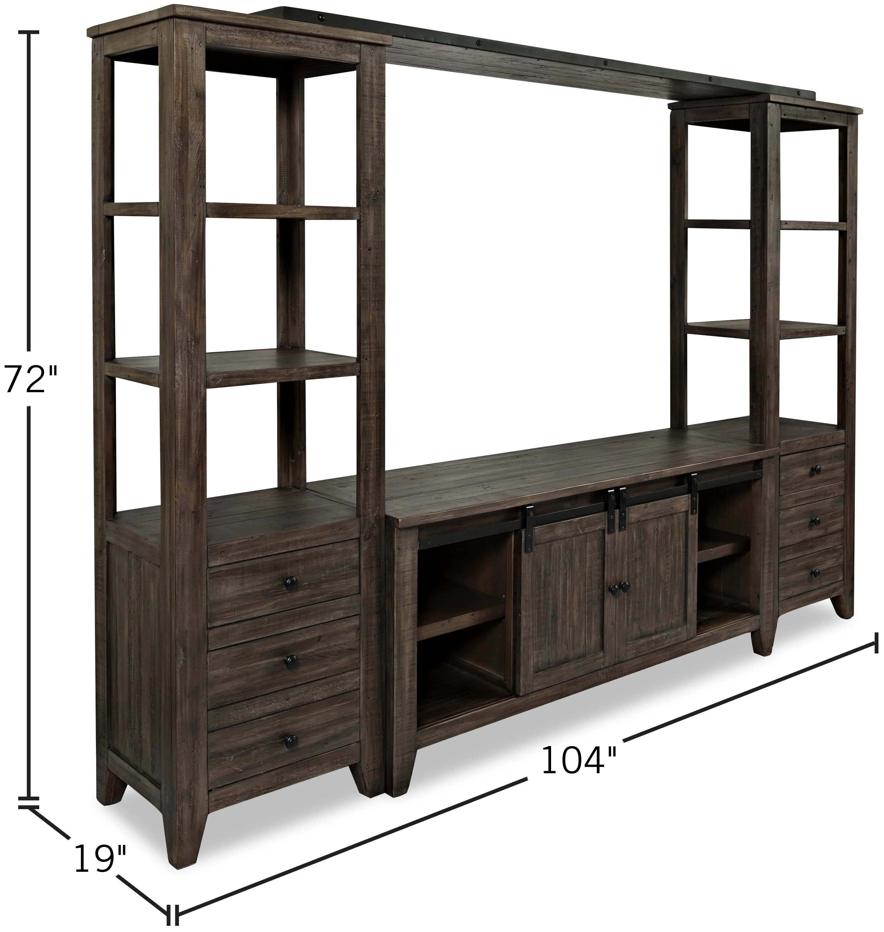 Ahna Barn-Door 4-Piece Entertainment Centre with 60" TV Opening - Brown - Image 9