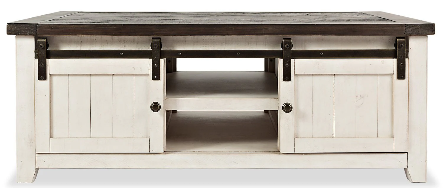 Ahna Barn Door Coffee Table - White - Image 2