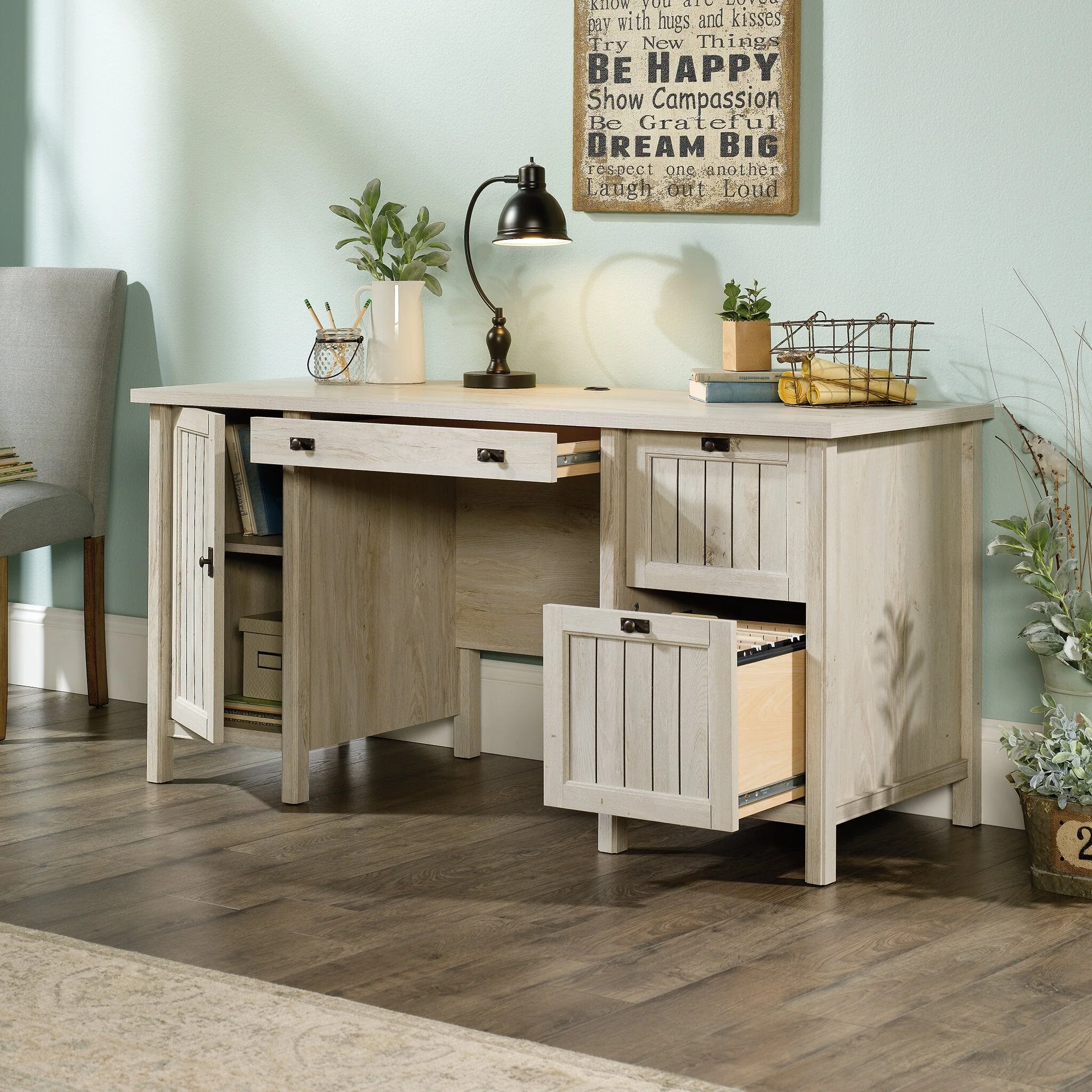 Alfena Commercial Grade Computer Desk - Chalked Chestnut - Image 9