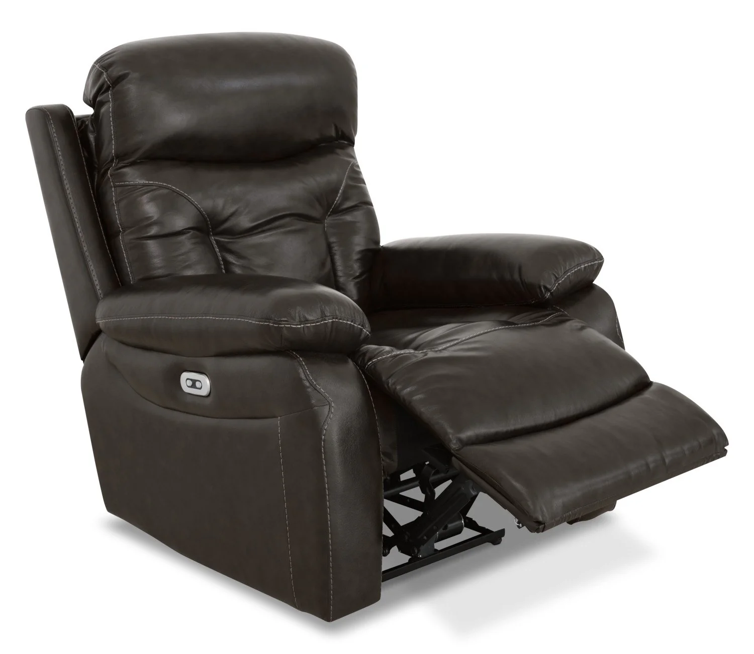 Allence Genuine Leather Power Reclining Chair - Steel - Image 3