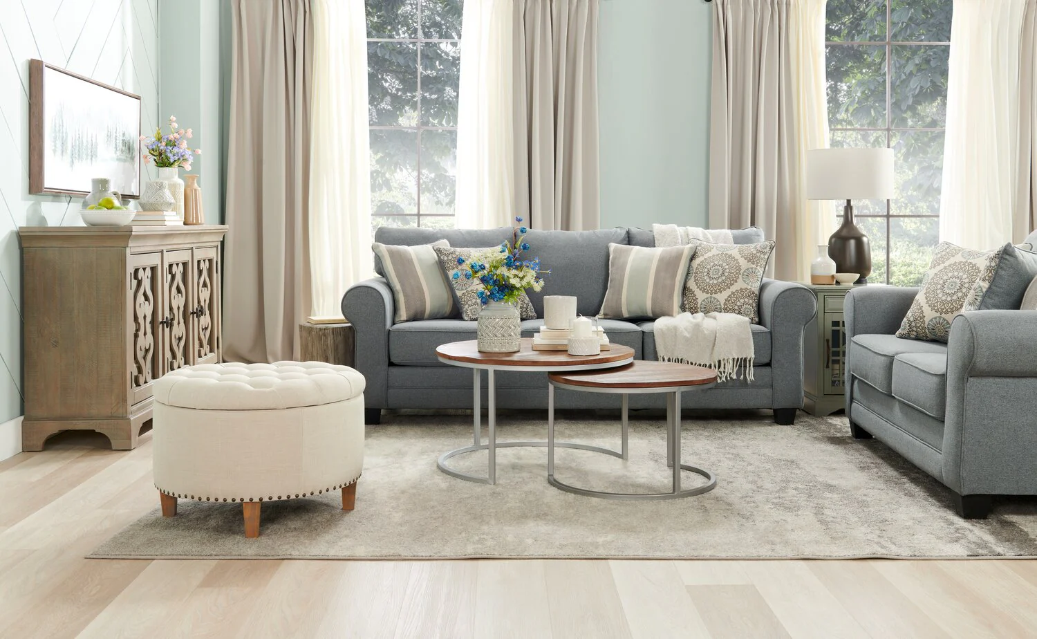 Amara Fabric Sofa - Steel - Image 9