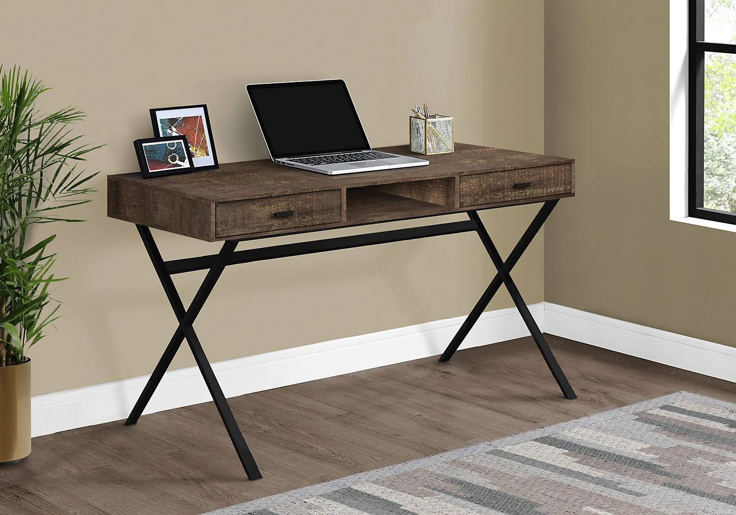 Apolydor Reclaimed Wood-Look Desk - Brown - Image 4