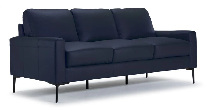 Arcadia Leather Sofa and Chair Set - Navy - Image 2