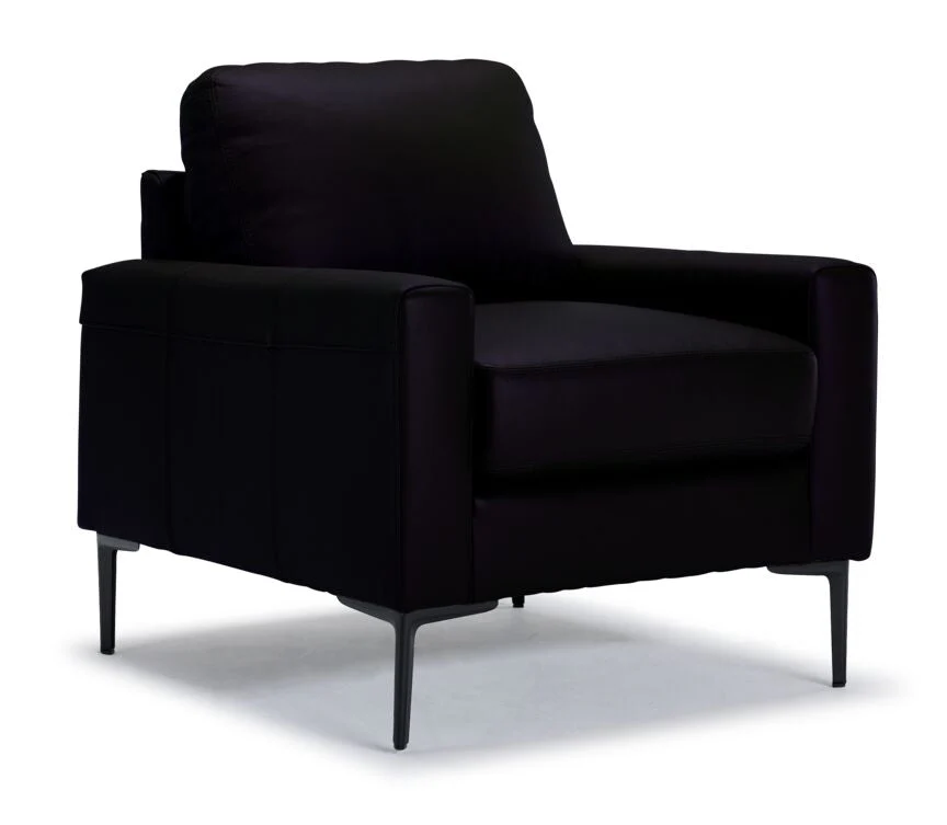 Arcadia Leather Sofa and Chair Set - Raven - Image 3