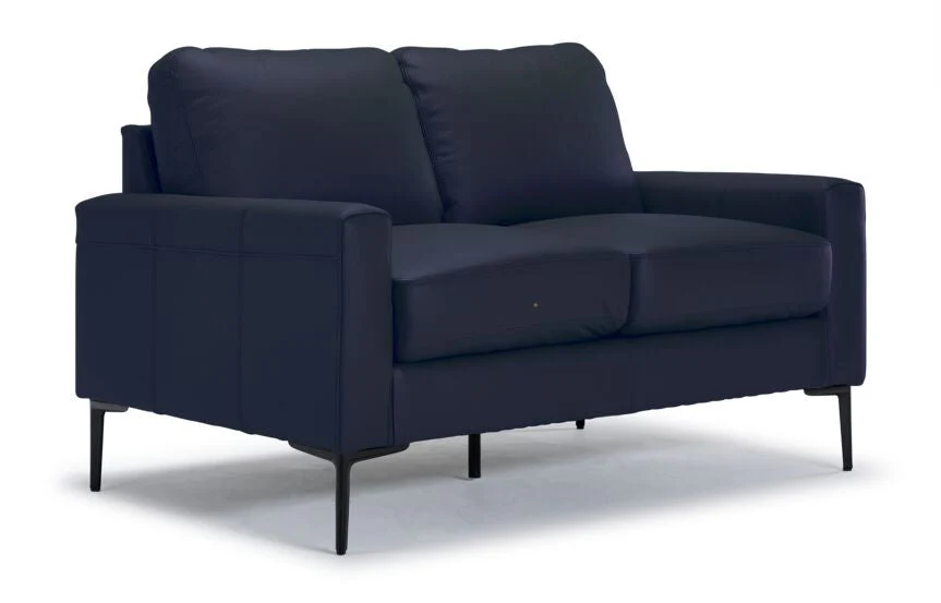 Arcadia Leather Sofa, Loveseat and Chair Set - Navy - Image 3
