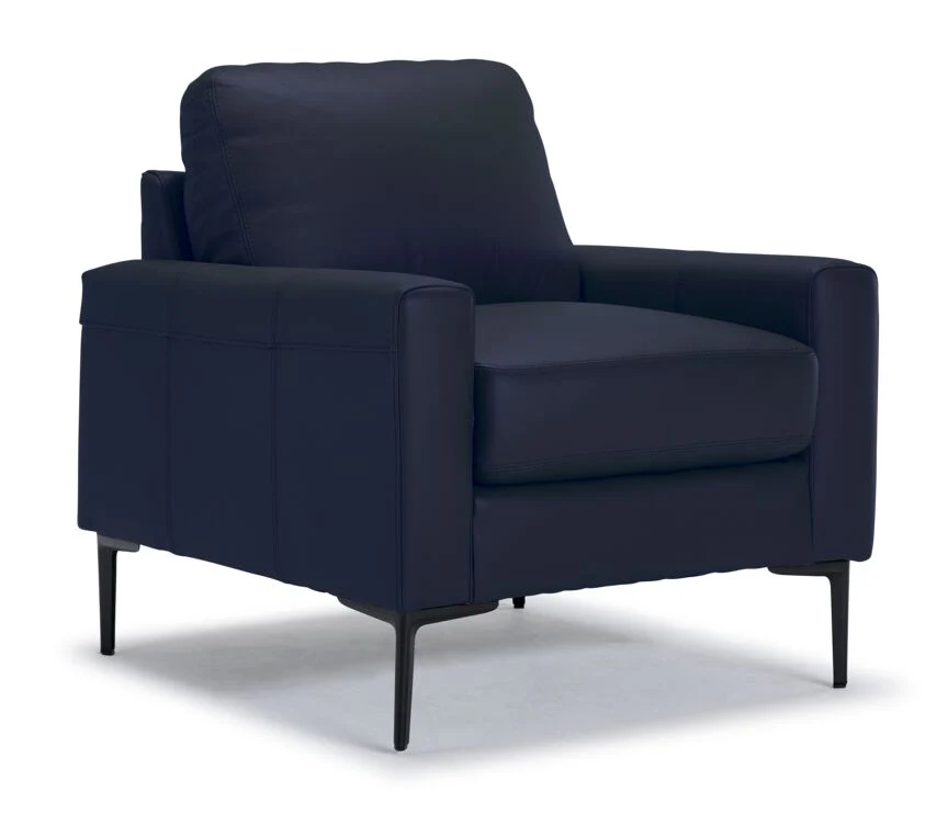 Arcadia Leather Sofa, Loveseat and Chair Set - Navy - Image 4