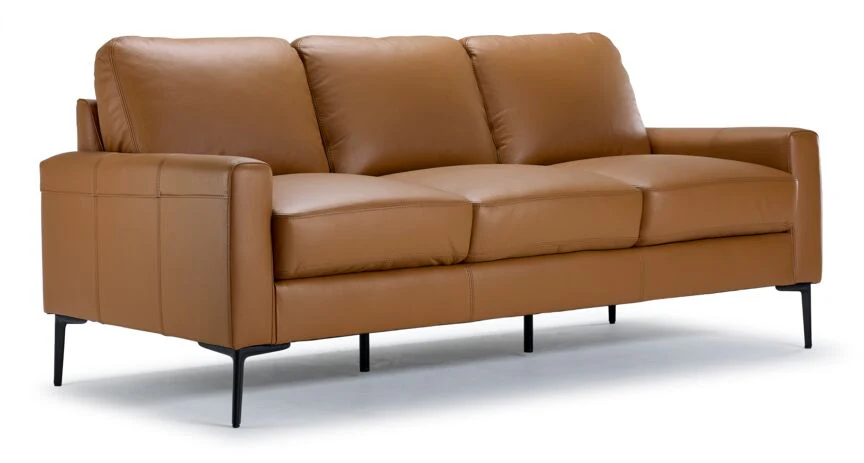 Arcadia Leather Sofa, Loveseat and Chair Set - Saddle - Image 2