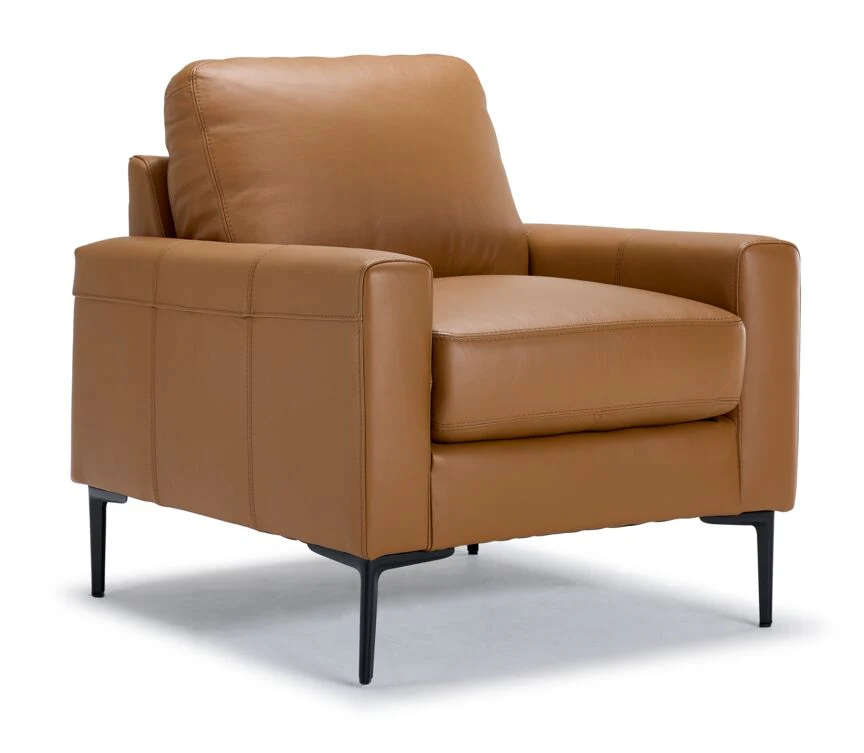 Arcadia Leather Sofa, Loveseat and Chair Set - Saddle - Image 4