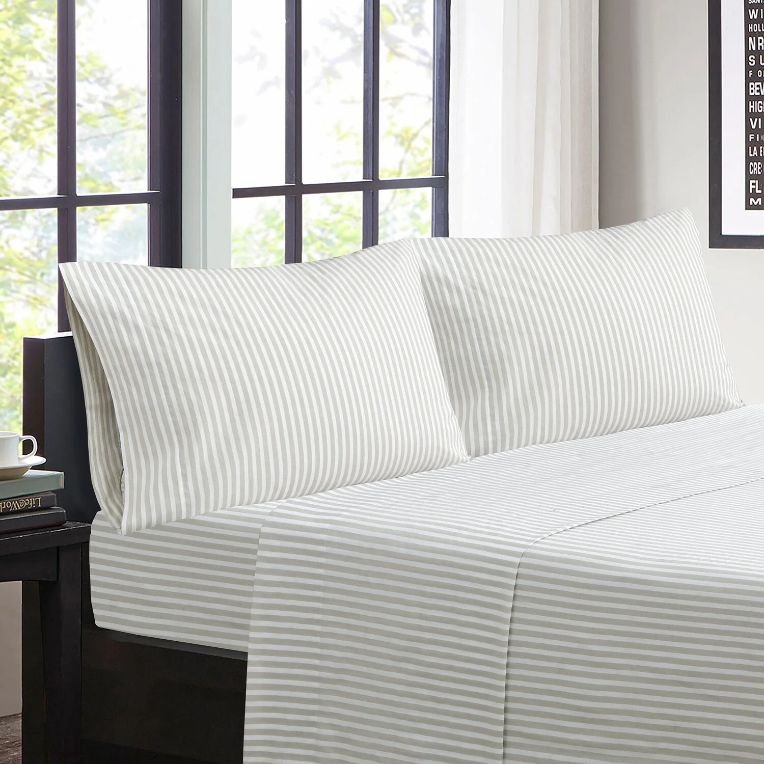 Archie 4-Piece Full Cotton Sheet Set - Light Grey