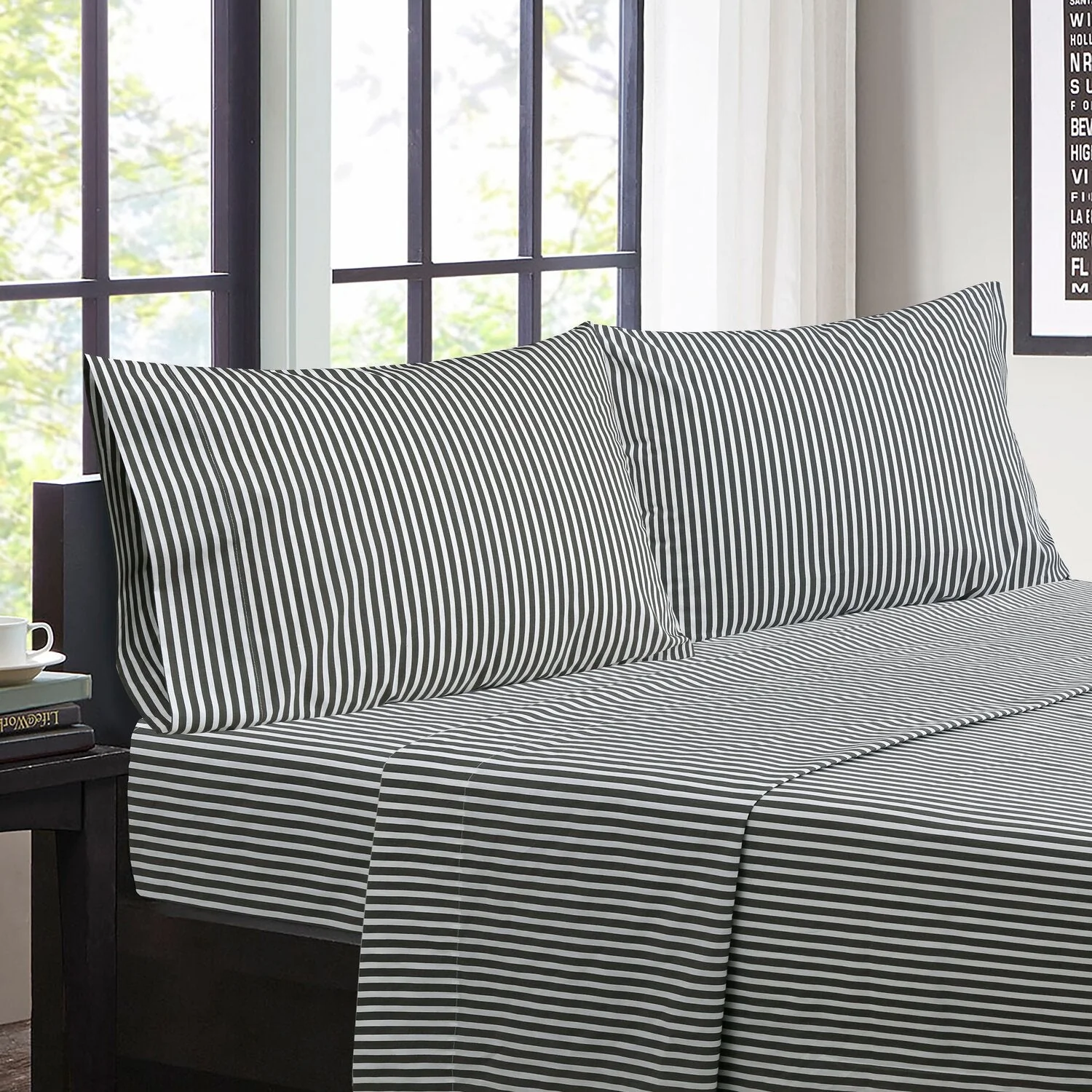 Archie 4-Piece King Cotton Sheet Set - Dark Grey