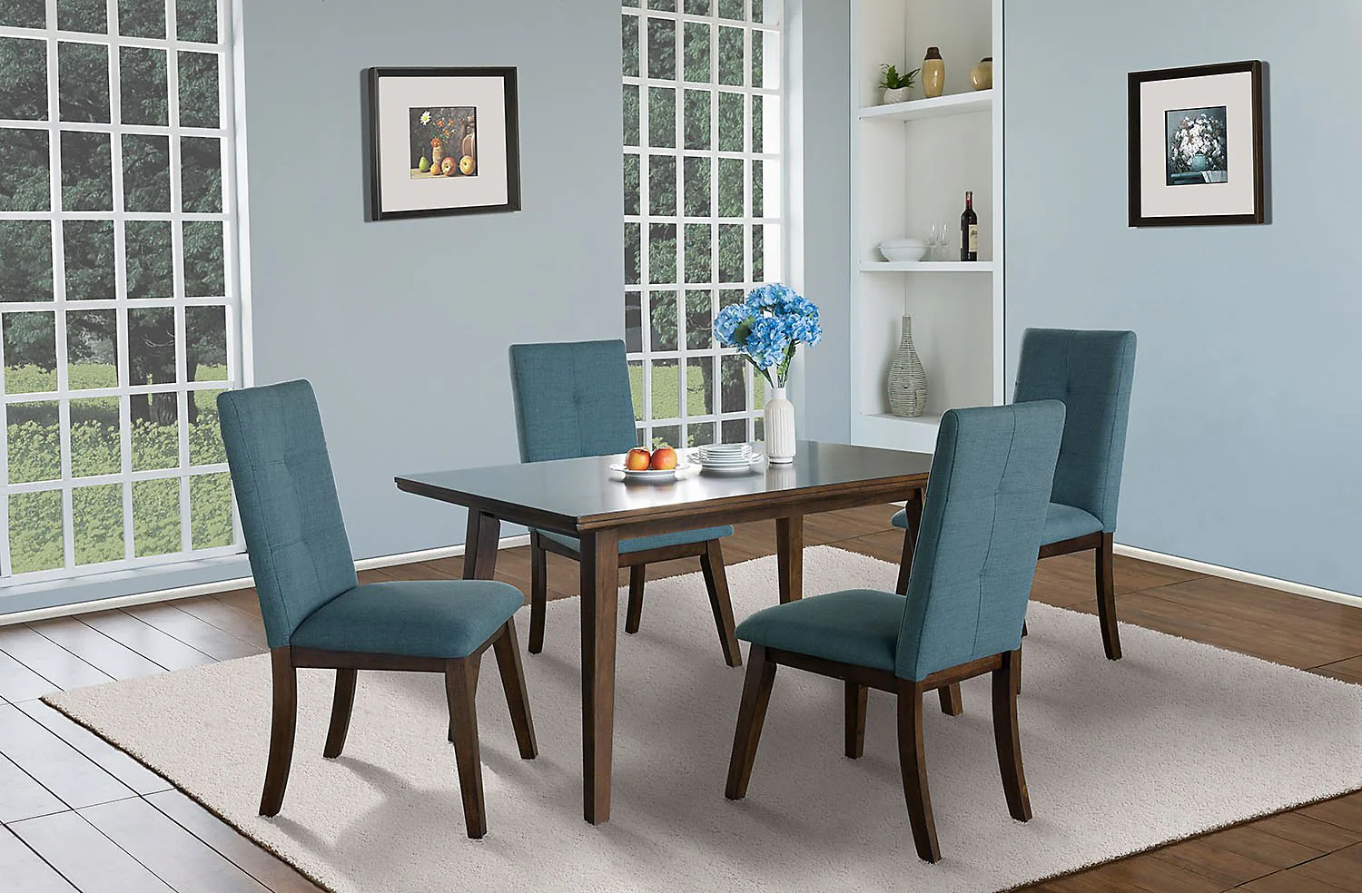 Argyle 5-Piece Dining Set - Aqua - Image 2