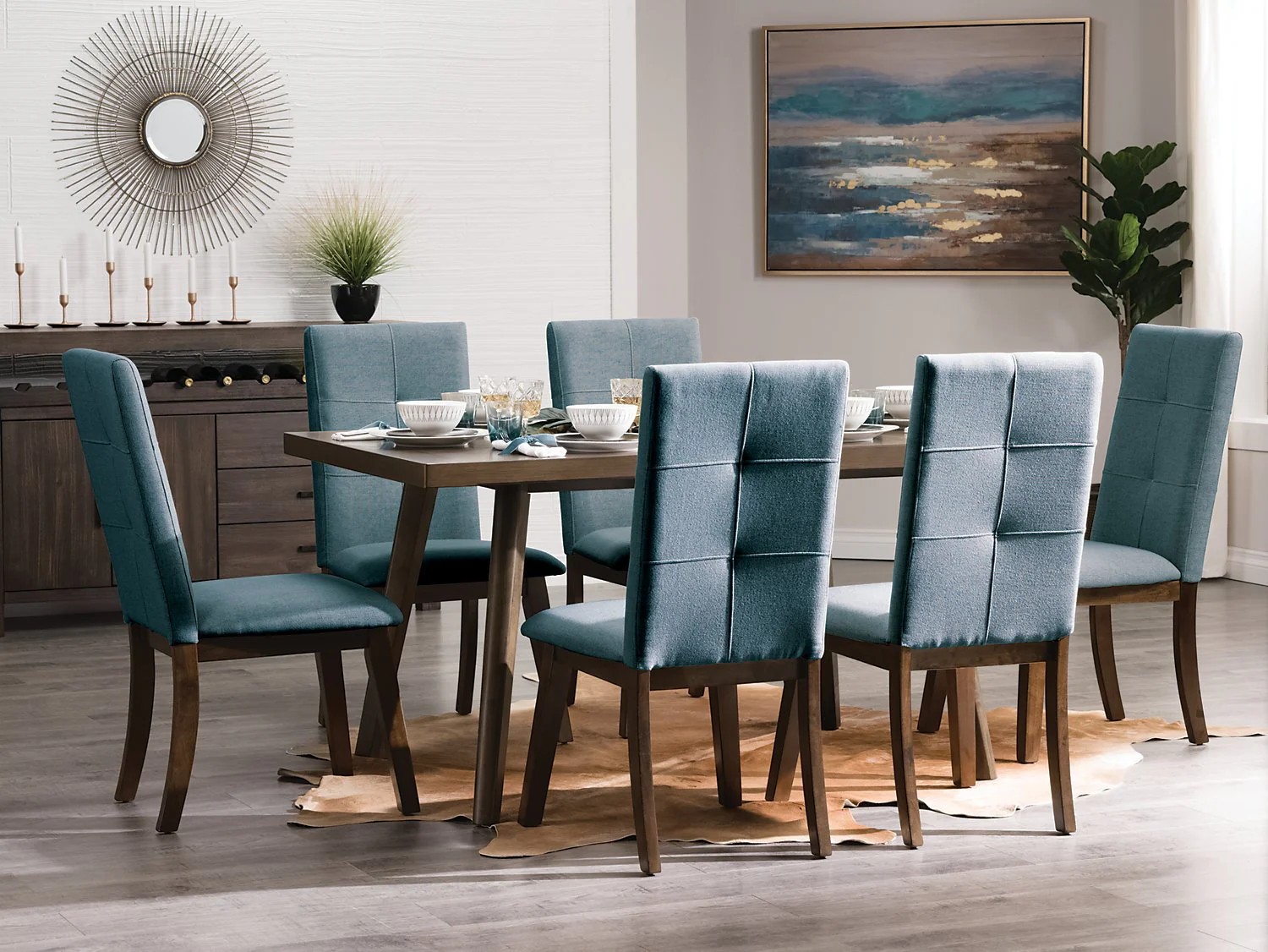 Argyle 7-Piece Dining Set - Aqua - Image 2
