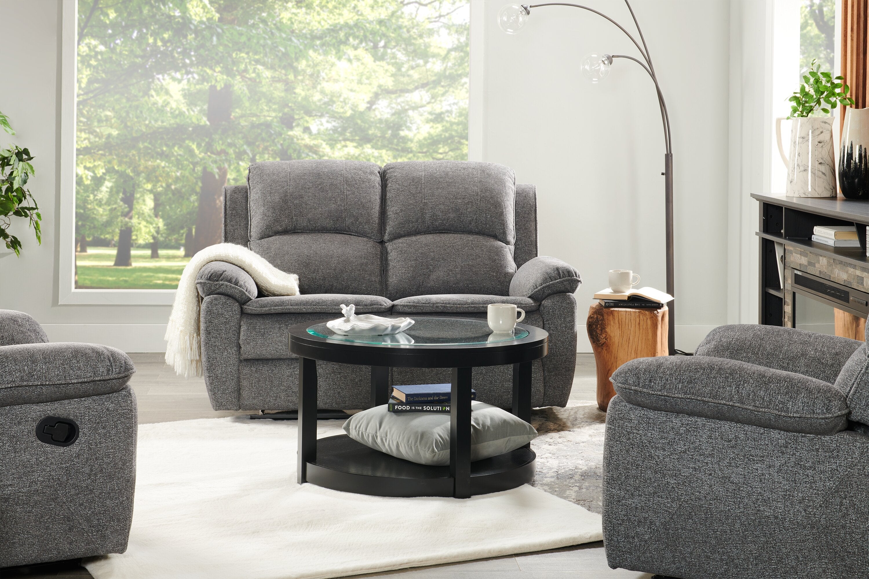 Ariss Chenille Reclining Loveseat - Grey - Image 10