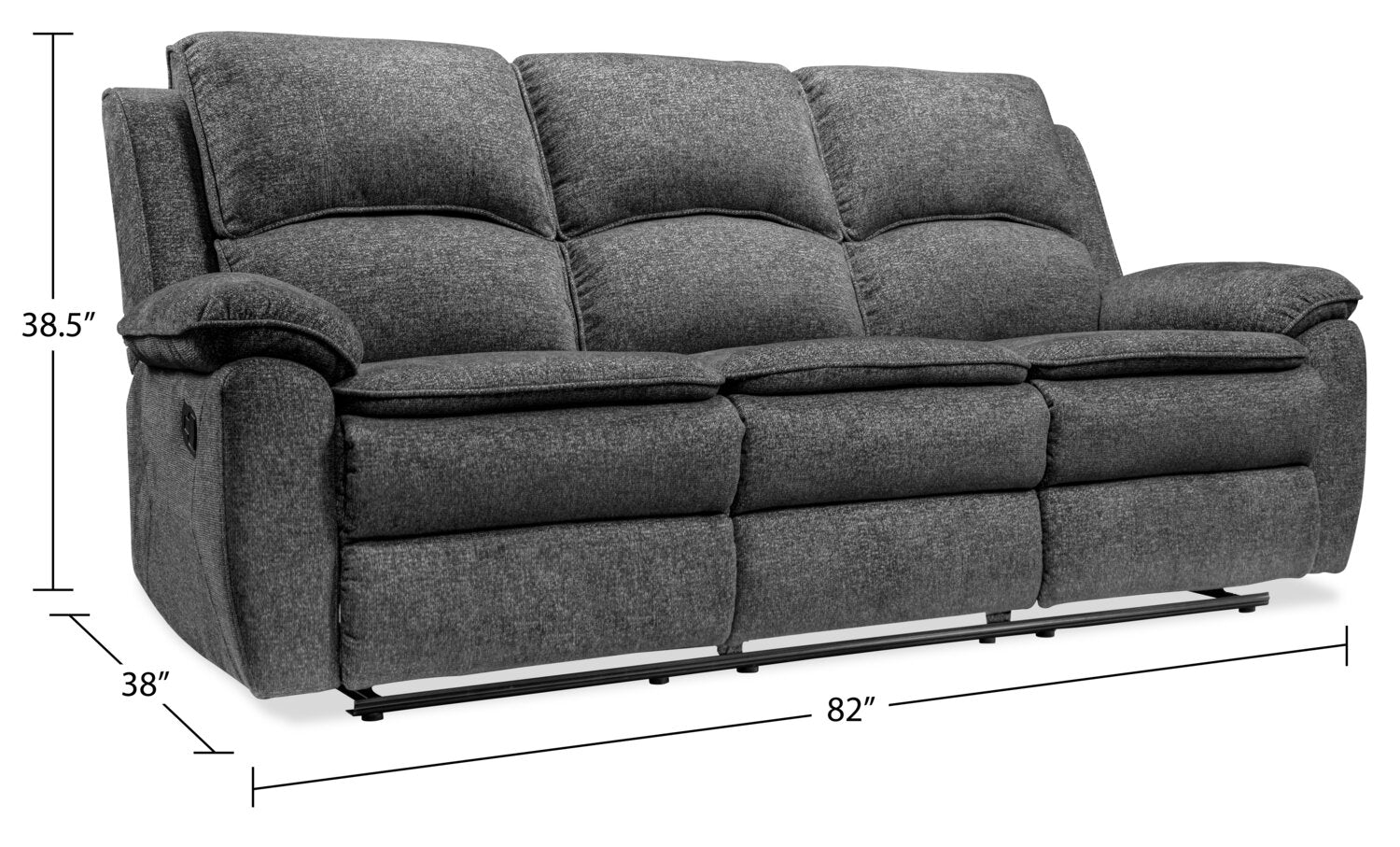 Ariss Chenille Reclining Sofa - Grey - Image 12