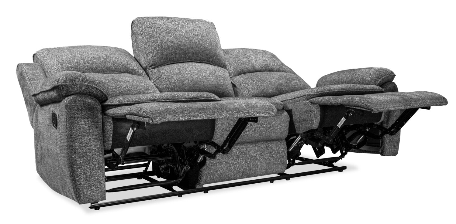 Ariss Chenille Reclining Sofa - Grey - Image 3
