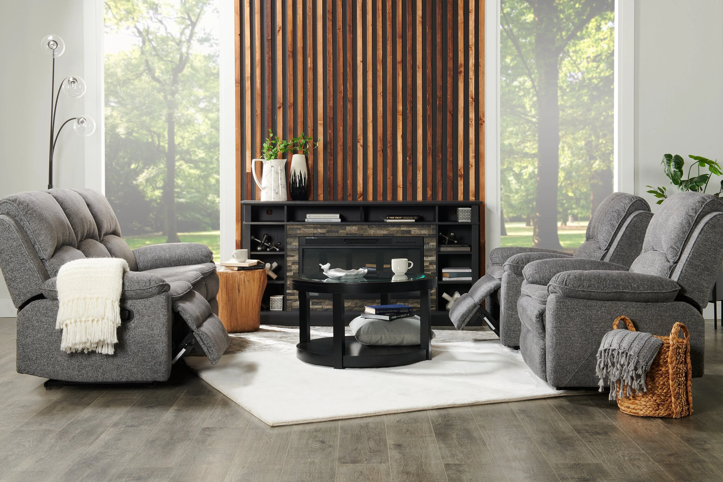 Ariss Chenille Reclining Sofa - Grey - Image 9