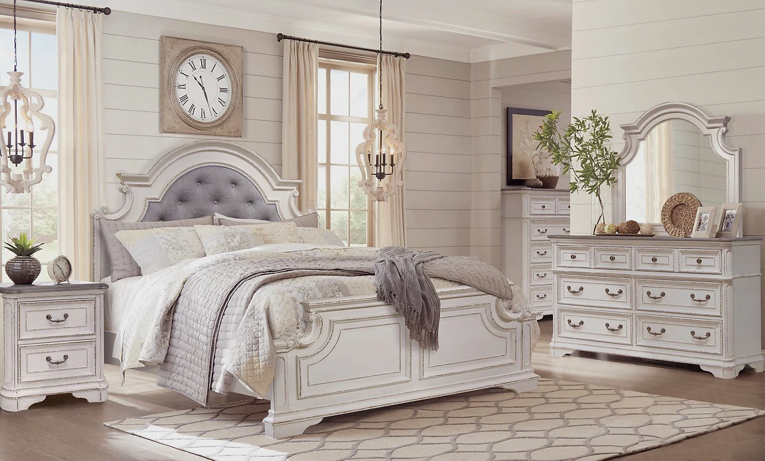 Aurelia 5-Piece King Bedroom Set - Antique White - Image 3