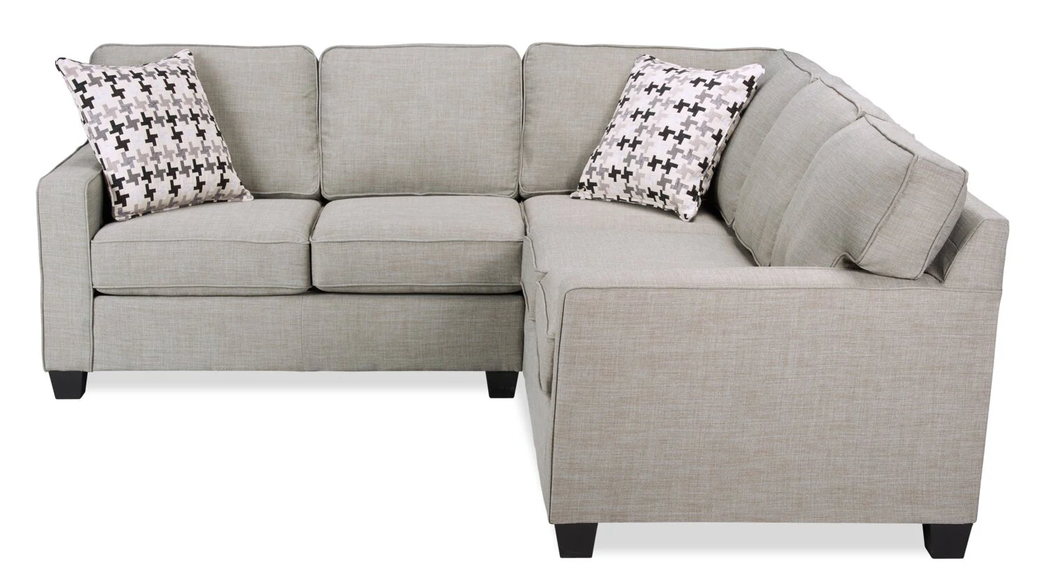 Ballenas 2-Piece Linen-Look Fabric Sectional - Light Grey - Image 3