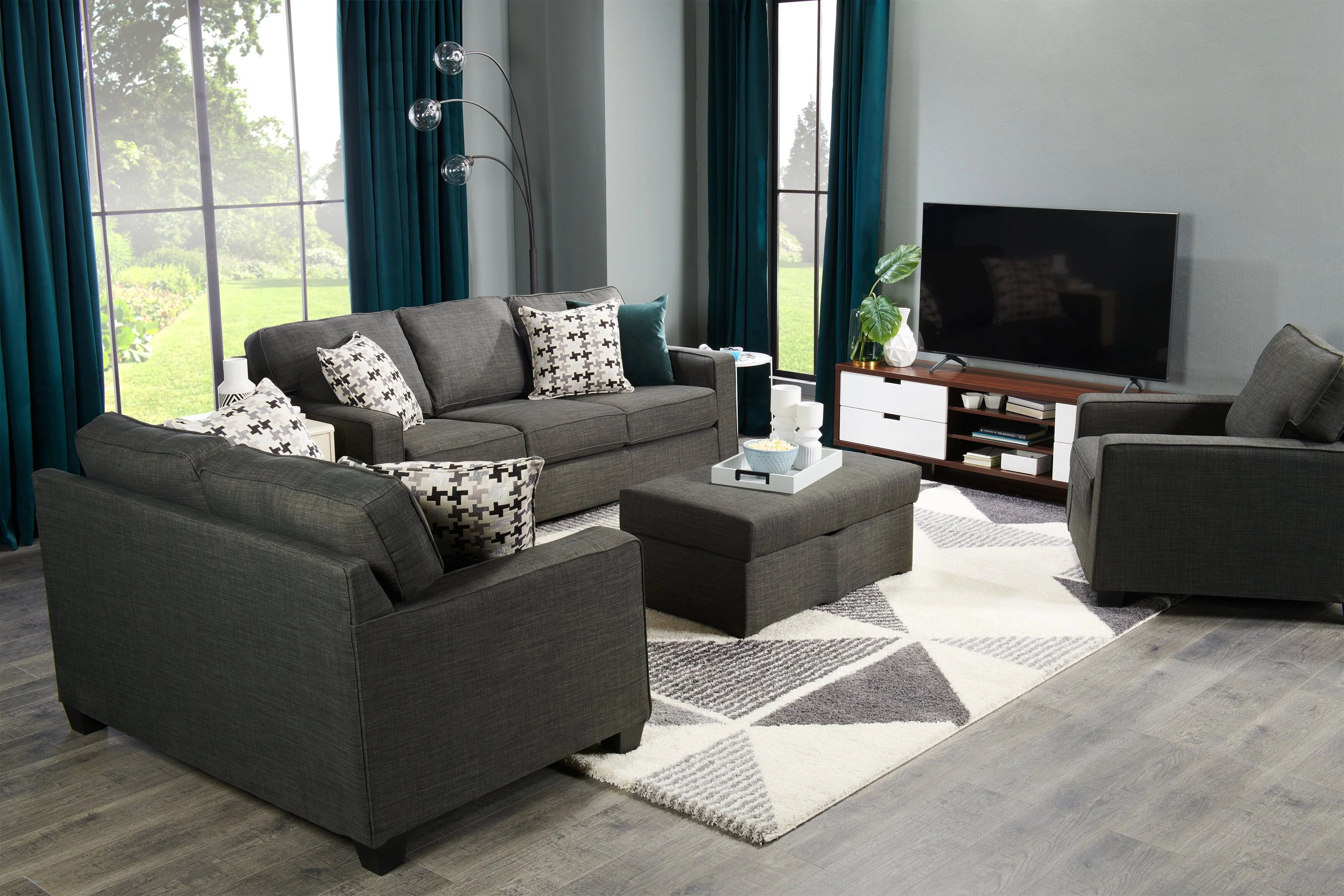 Ballenas Linen-Look Fabric Chair - Charcoal Grey - Image 5