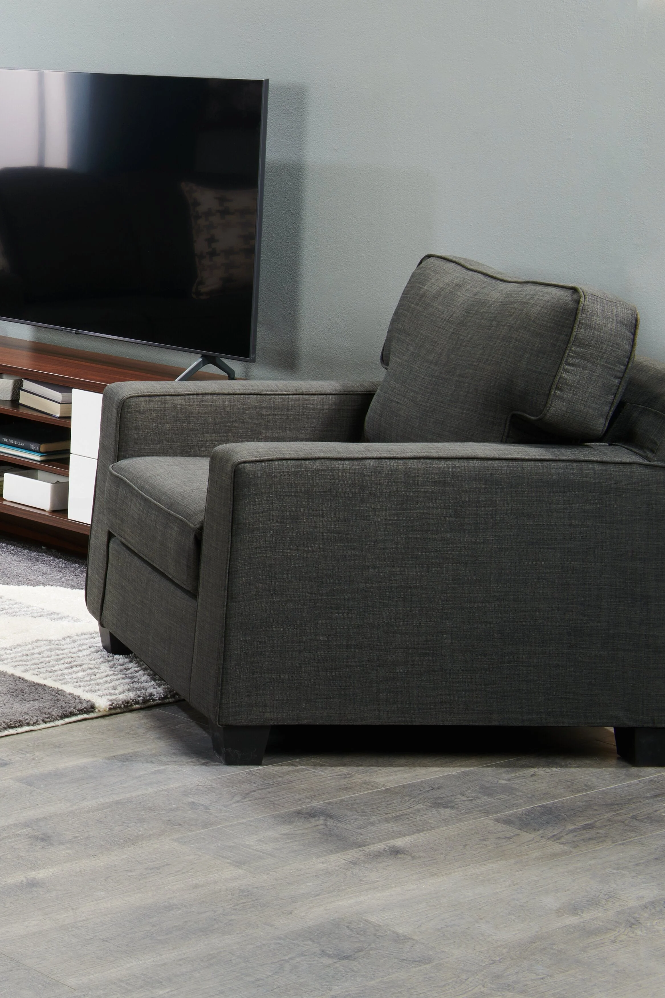 Ballenas Linen-Look Fabric Chair - Charcoal Grey - Image 7