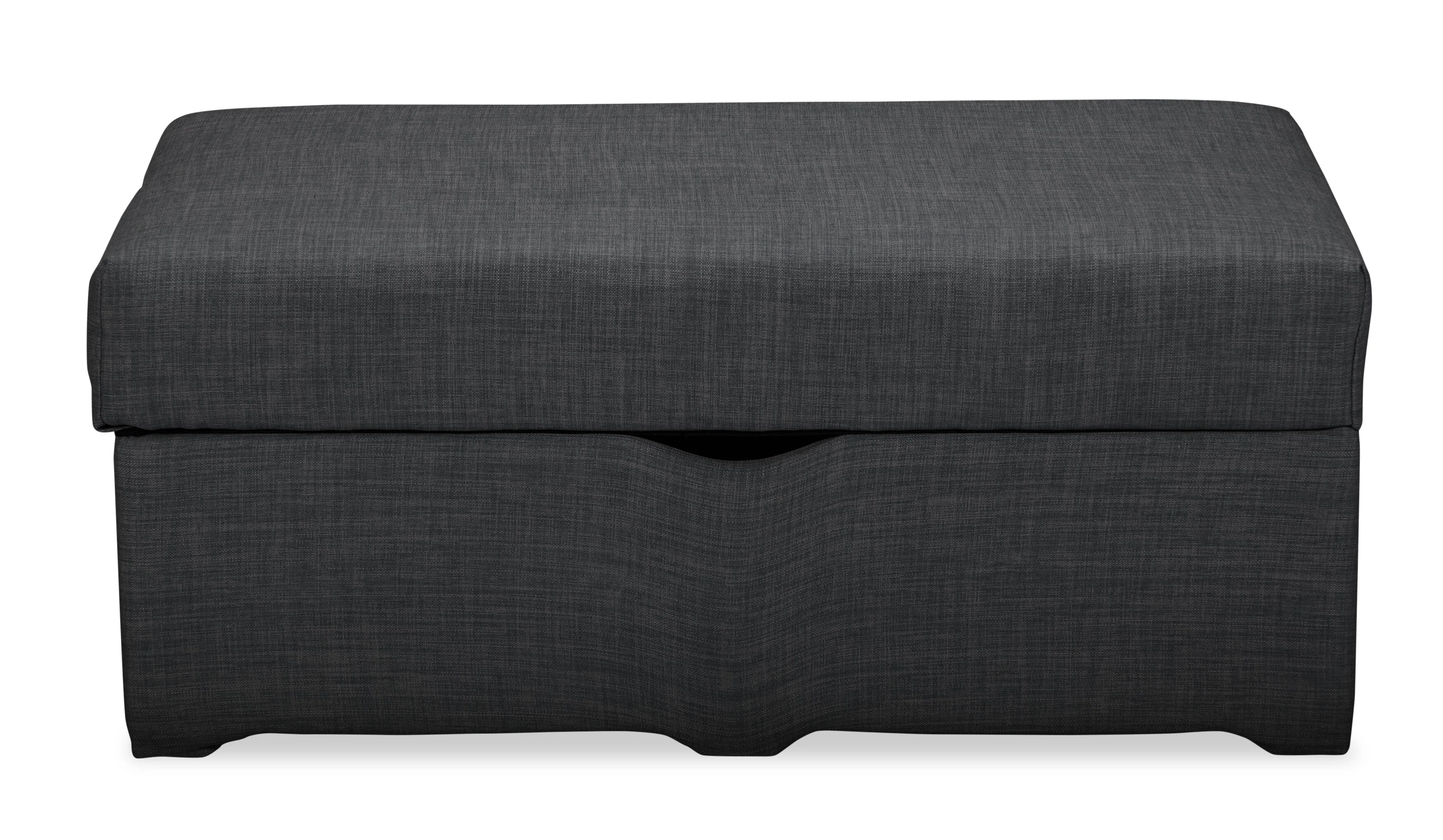 Ballenas Linen-Look Fabric Ottoman - Charcoal Grey - Image 2