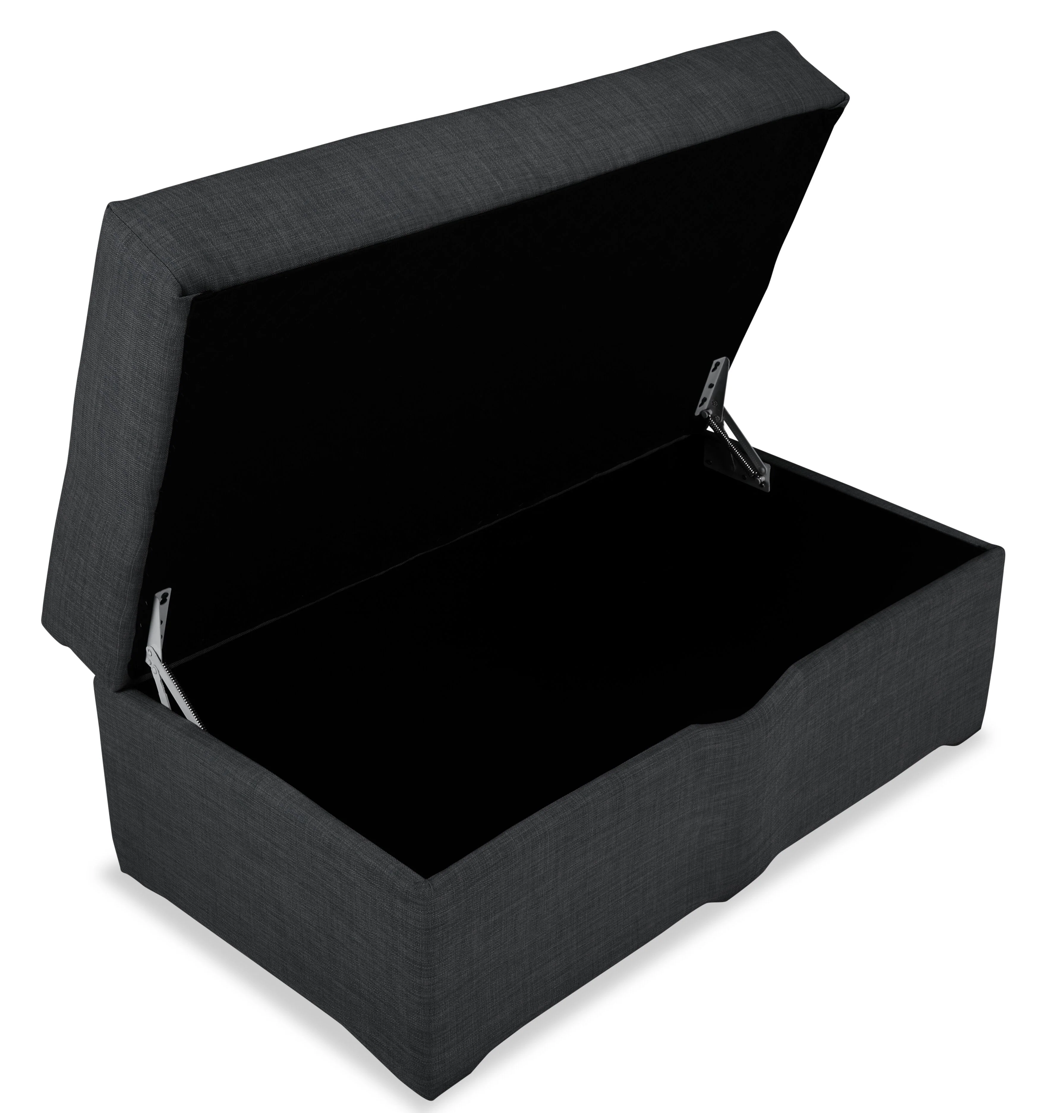 Ballenas Linen-Look Fabric Ottoman - Charcoal Grey - Image 3
