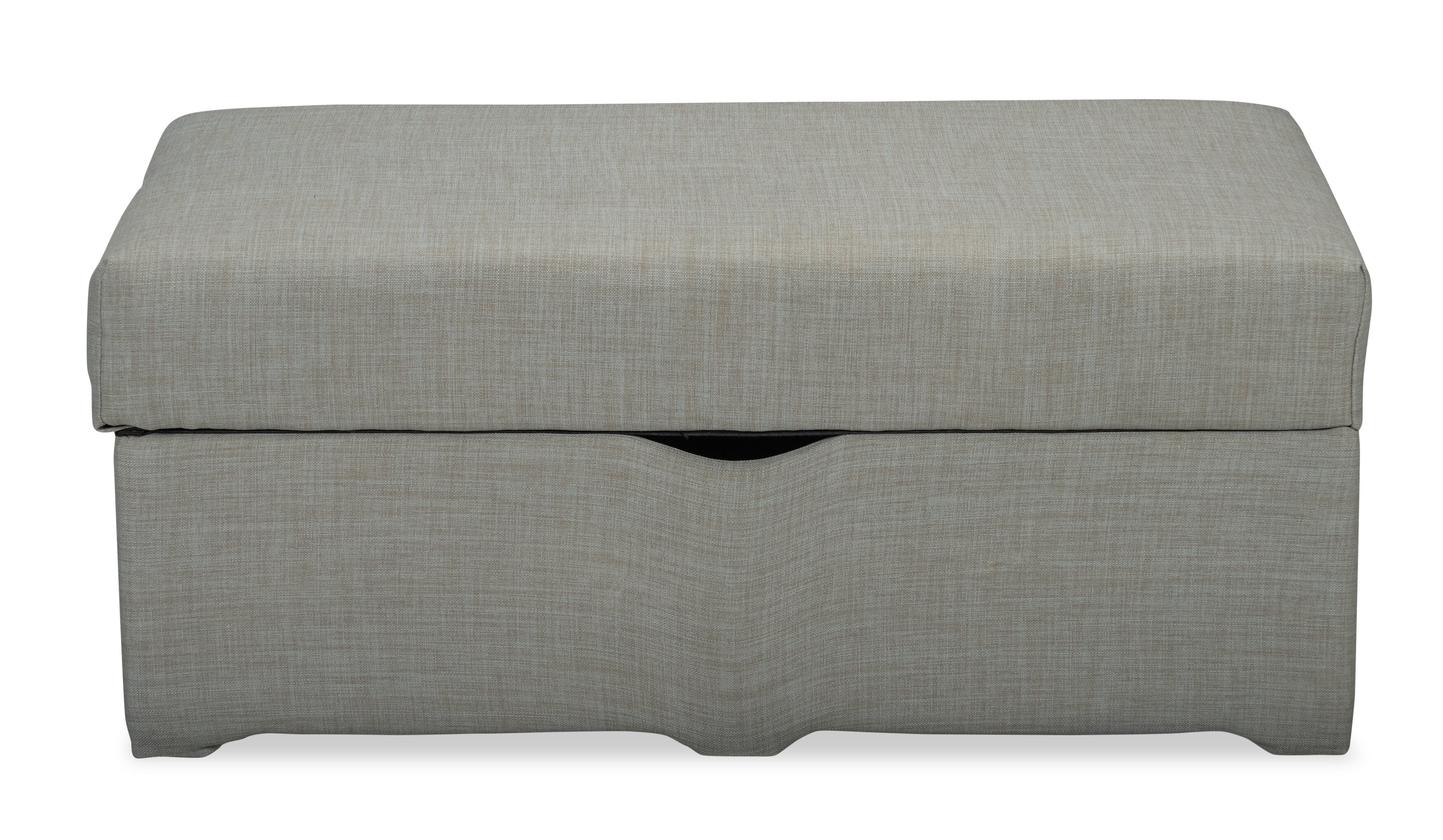 Ballenas Linen-Look Fabric Ottoman - Light Grey - Image 2