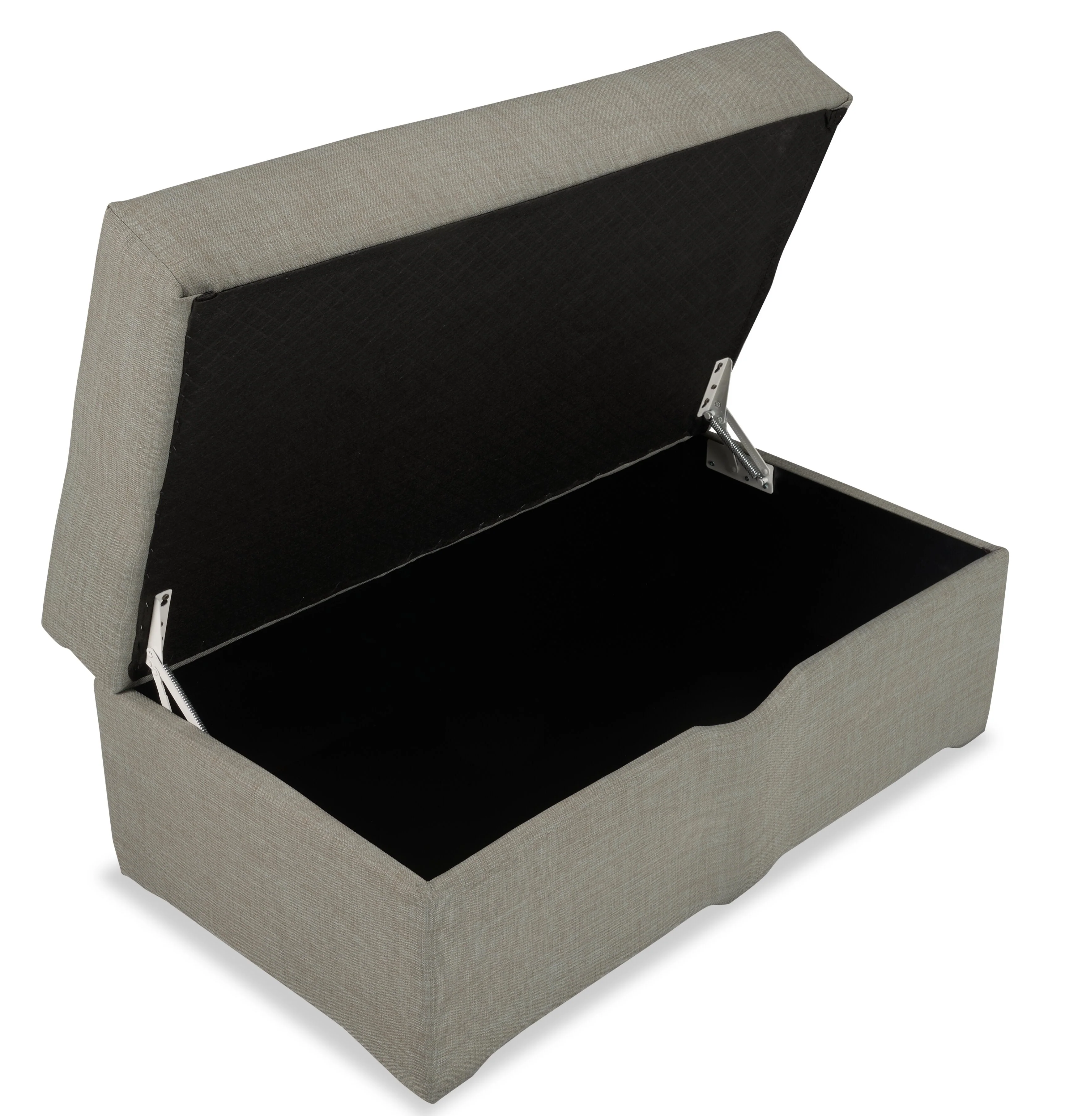 Ballenas Linen-Look Fabric Ottoman - Light Grey - Image 3