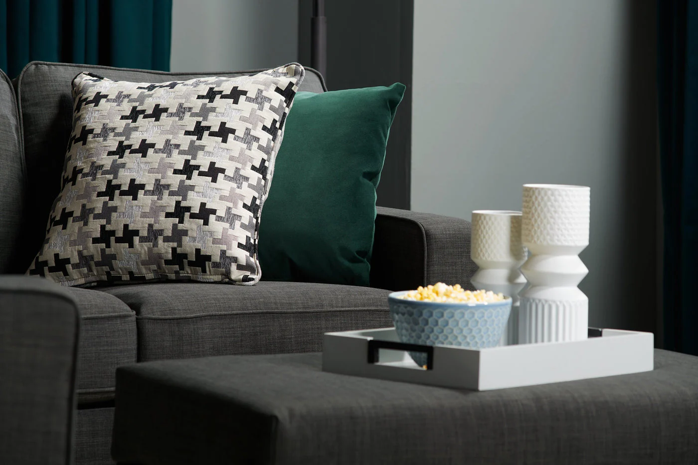 Ballenas Linen-Look Fabric Sofa - Charcoal Grey - Image 7