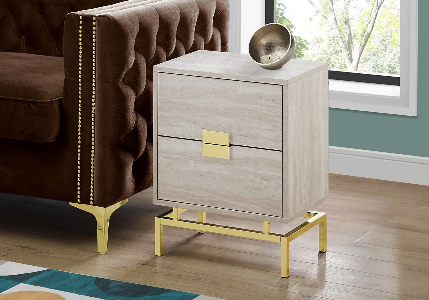 Barbera Accent Table - Beige Marble - Image 2