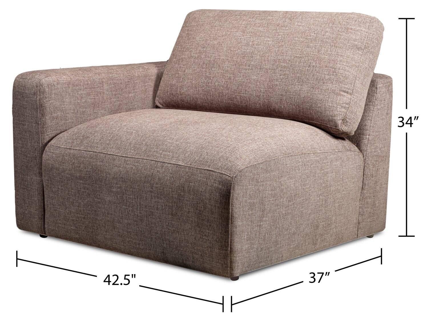 Bassett Chenille 5-Piece Modular Sectional - Coffee - Image 10