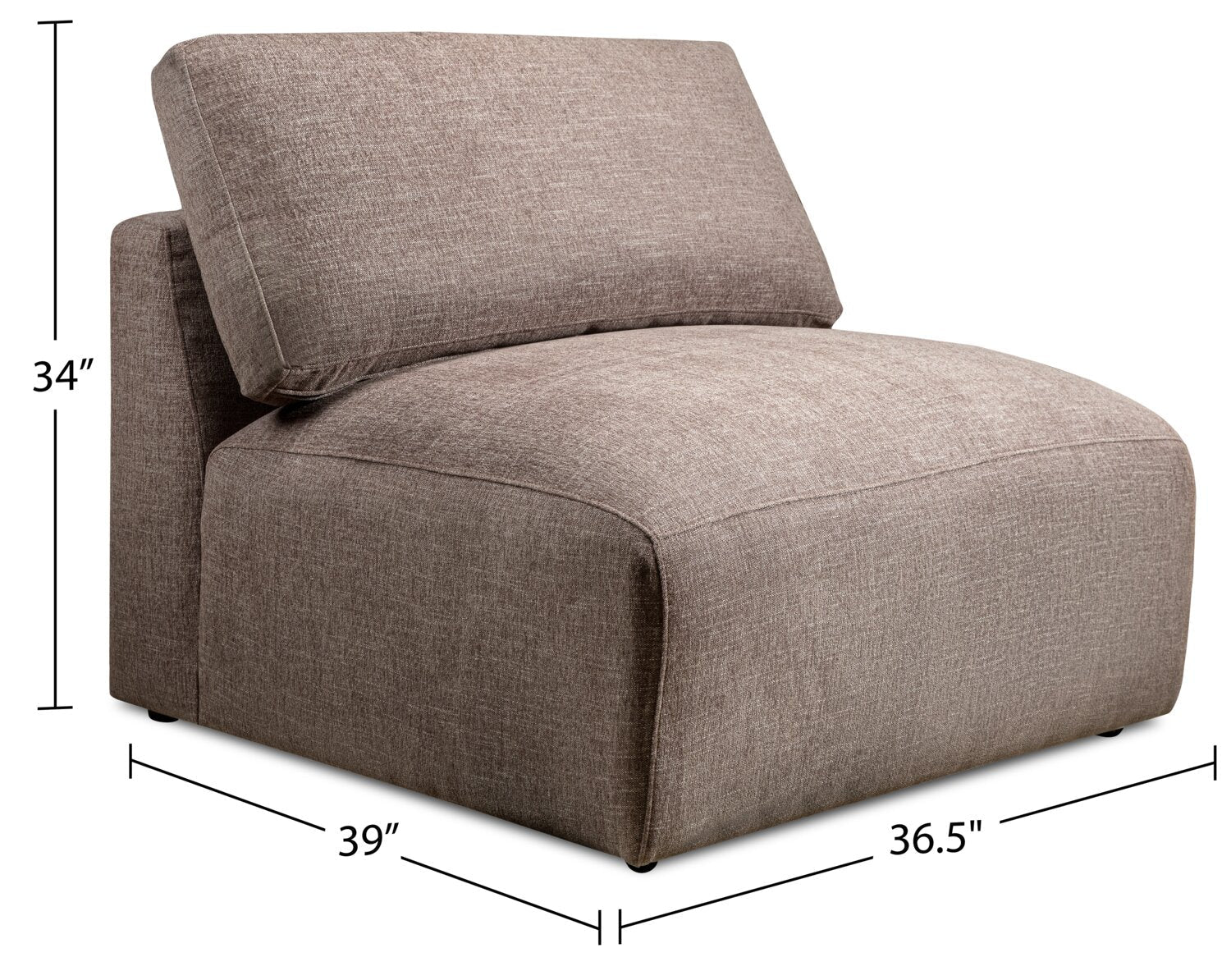 Bassett Chenille 5-Piece Modular Sectional - Coffee - Image 11