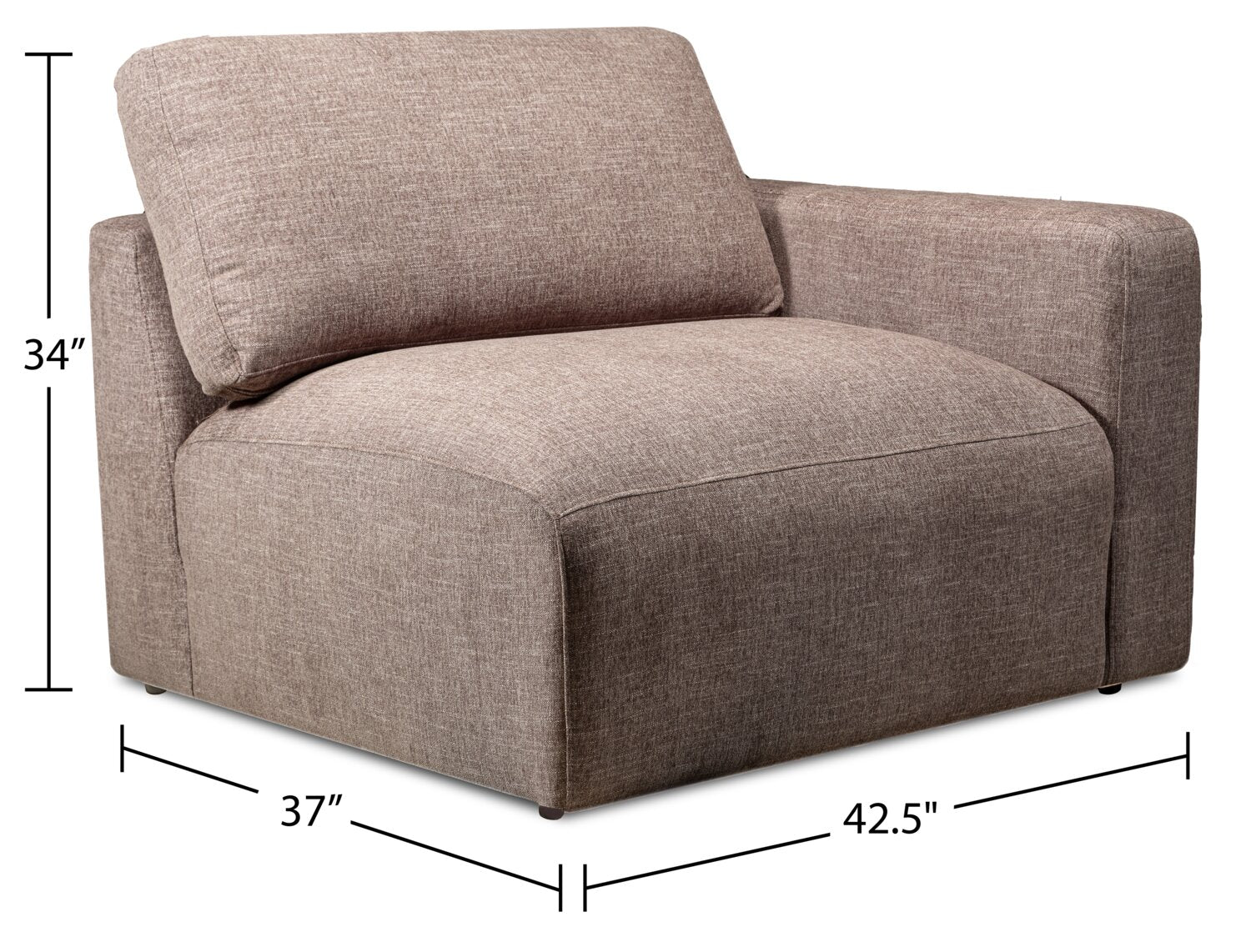 Bassett Chenille 5-Piece Modular Sectional - Coffee - Image 12