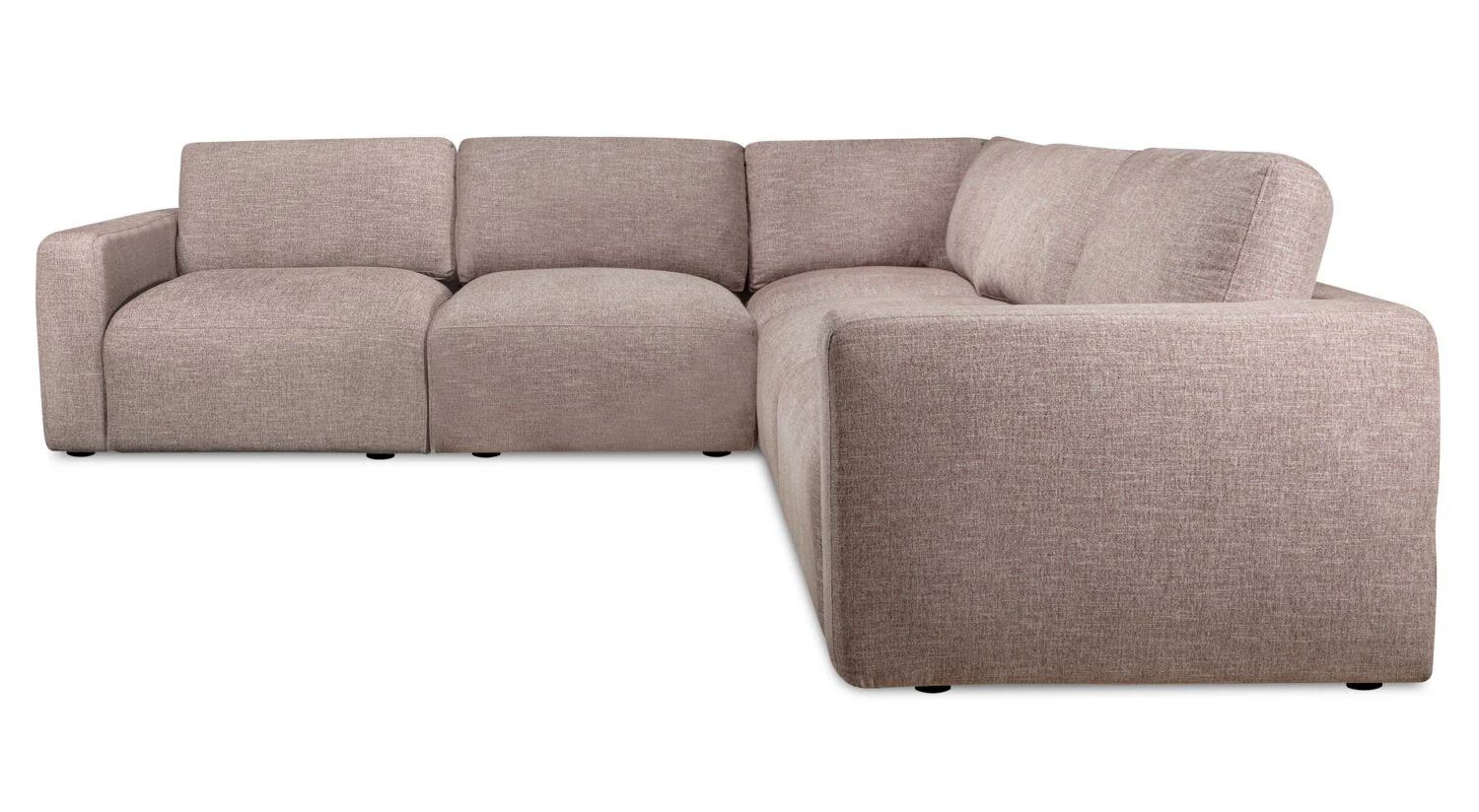 Bassett Chenille 5-Piece Modular Sectional - Coffee - Image 2