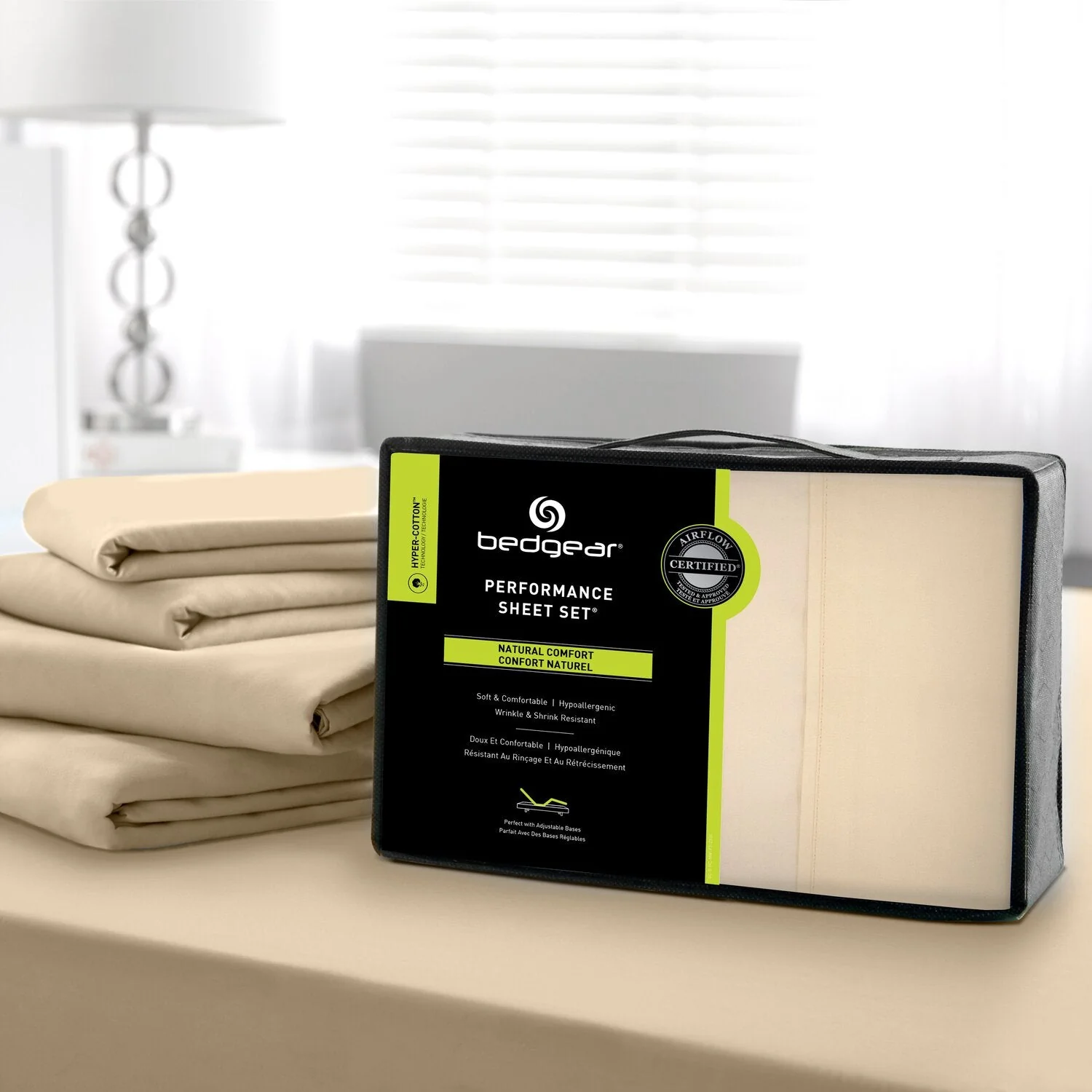 BEDGEAR Hyper-Cotton™ 4-Piece Queen Sheet Set - Champagne - Image 3