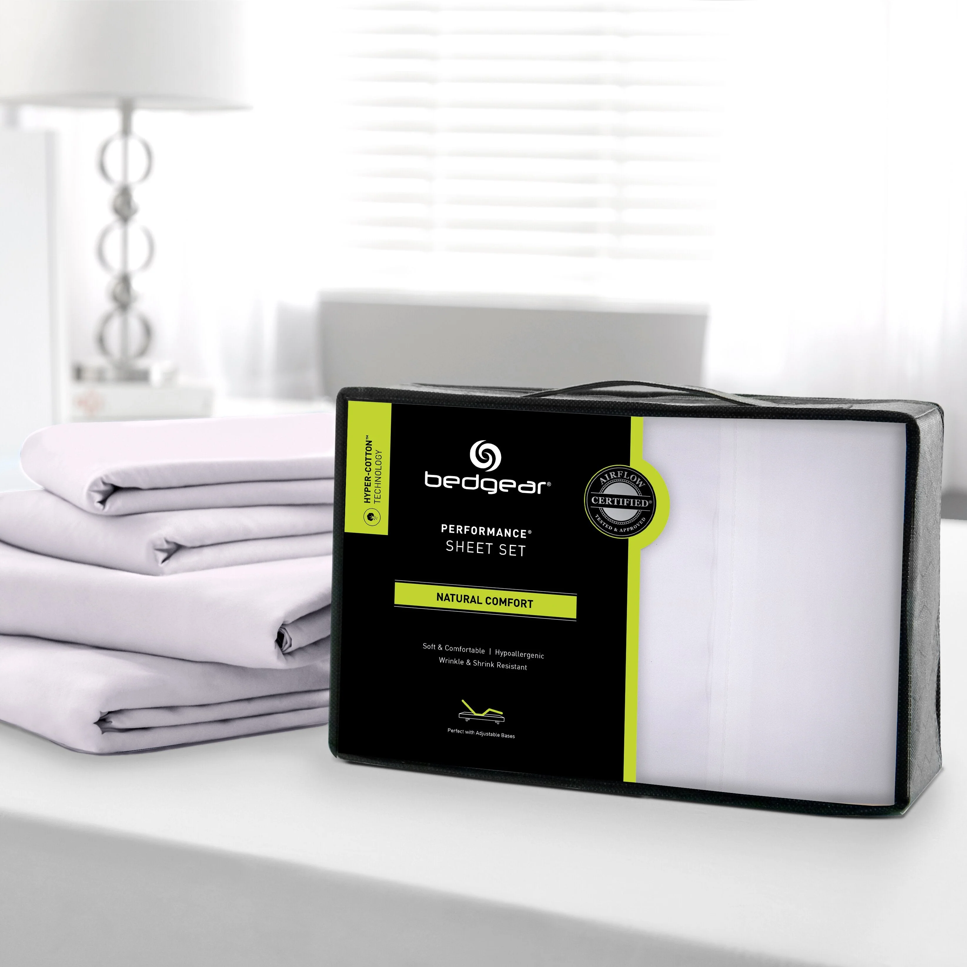 BEDGEAR Hyper-Cotton™ 5-Piece King Split Sheet Set - Optic White - Image 4