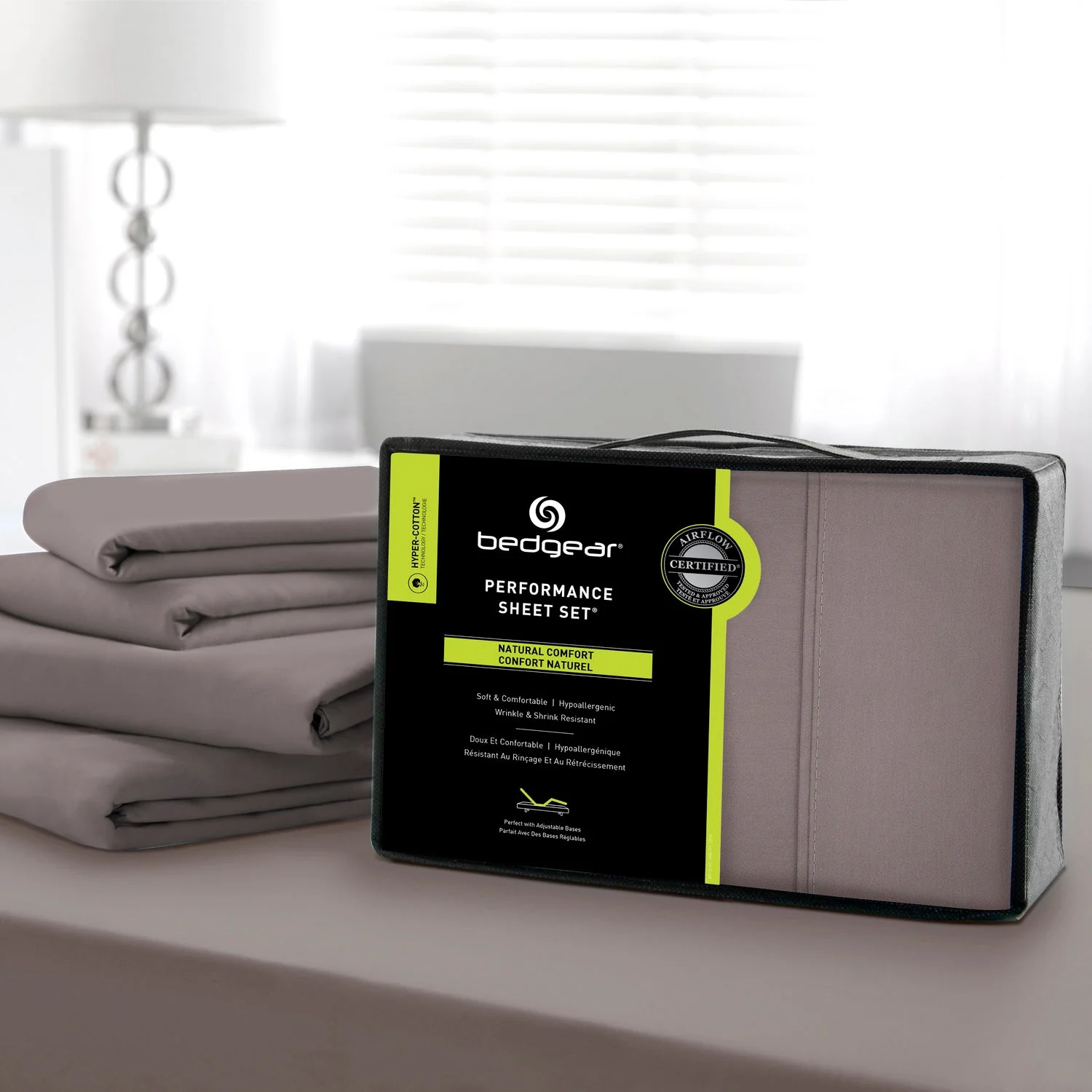 BEDGEAR Hyper-Cotton™ King Split Sheet Set - Grey - Image 2