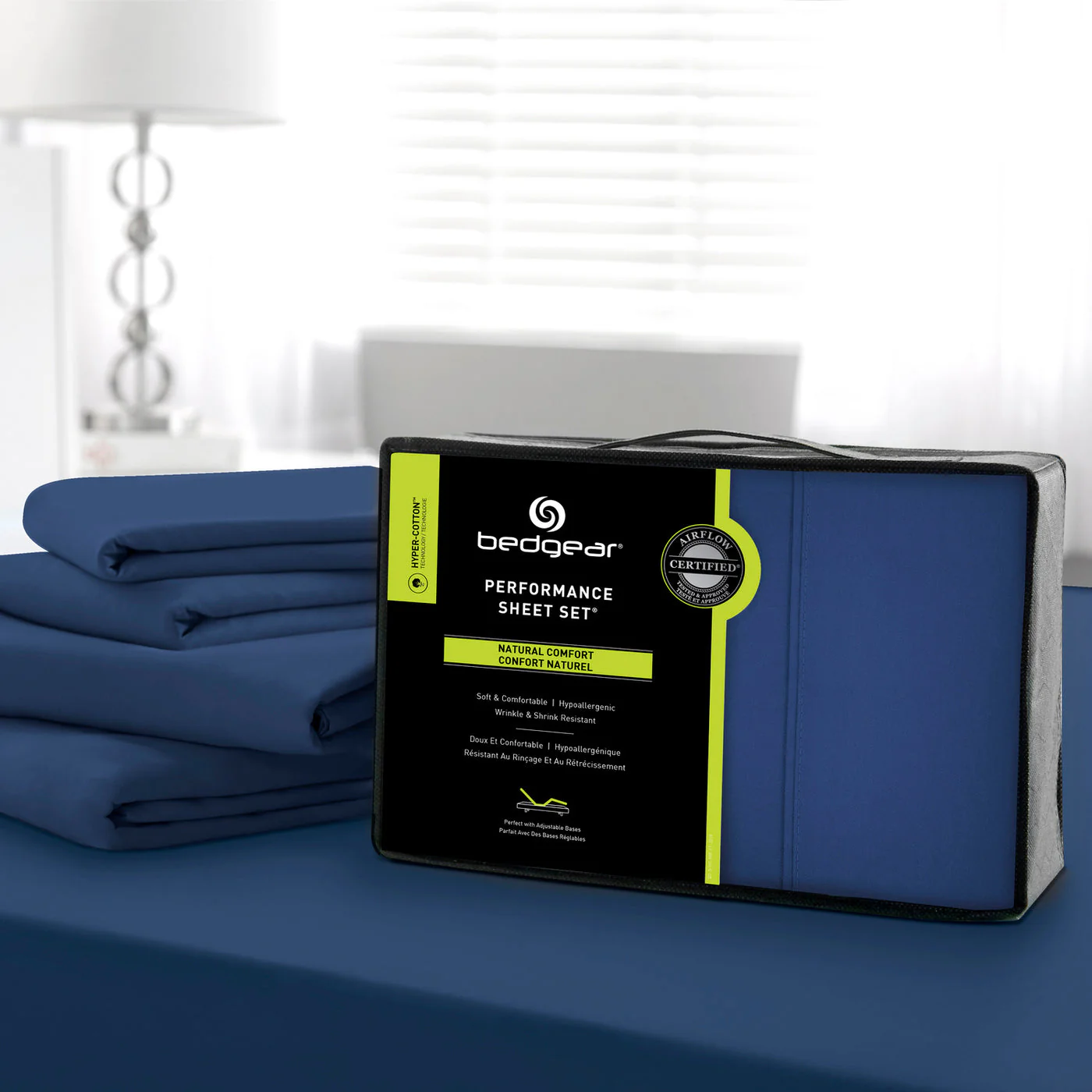 Bedgear™ Hyper-Cotton™ Twin Sheet Set - Navy - Image 2