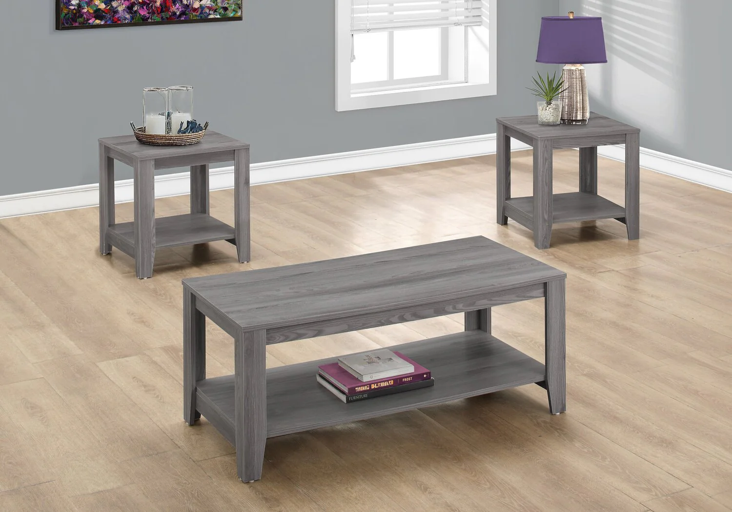 Benbow 3-Piece Coffee and Two End Tables Package - Grey - Image 3